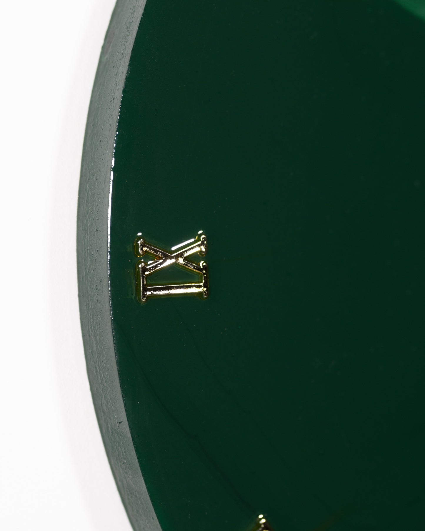 Orologio da Parete in Resina effetto Marmo Verde Alpi Base in legno 40 cm di diametro
