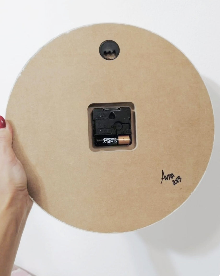 Orologio da Parete in Legno Resina effetto Marmo Nero e Oro 30 cm di diametro