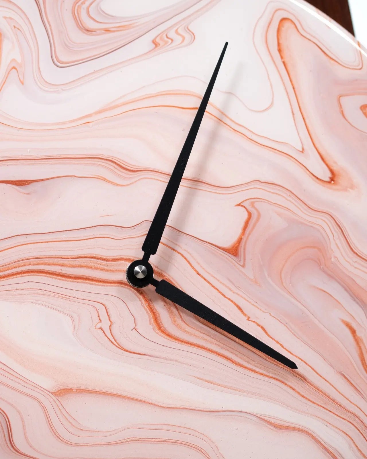 Orologio da Parete in Legno Resina effetto Marmo Bianco e Rame 30 cm di diametro
