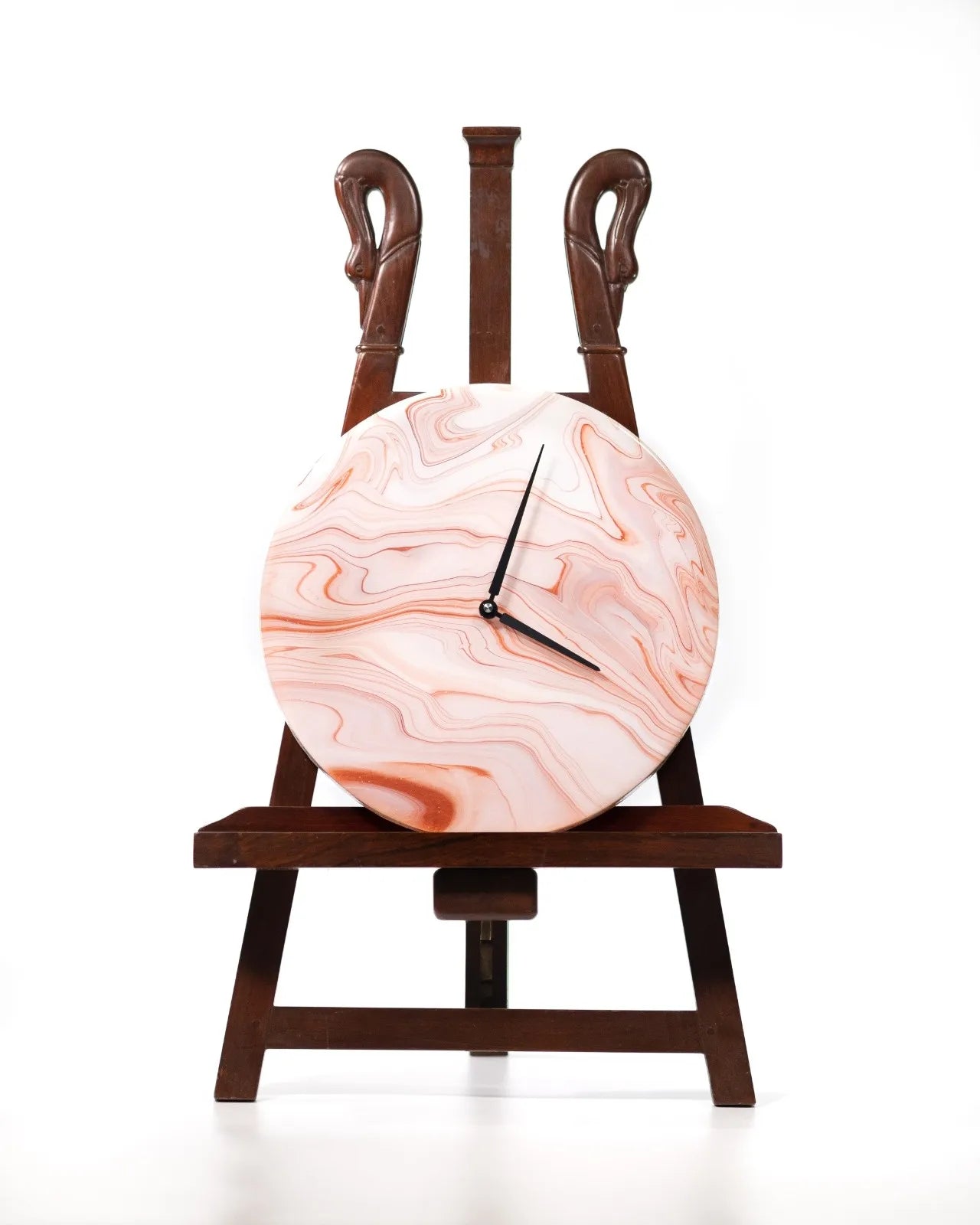 Orologio da Parete in Legno Resina effetto Marmo Bianco e Rame 30 cm di diametro