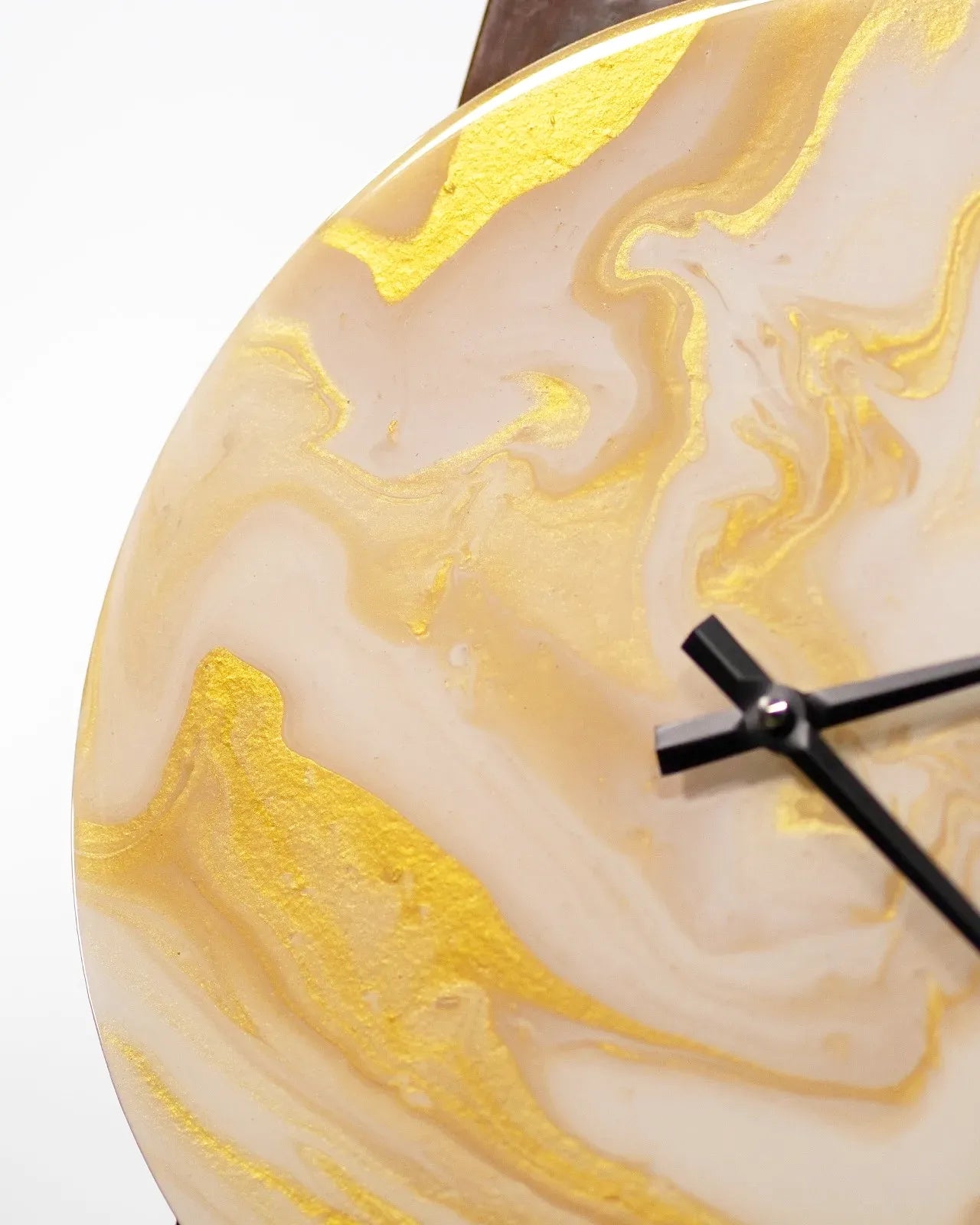 Orologio da Parete in Legno Resina Bianco Oro 30 cm di diametro