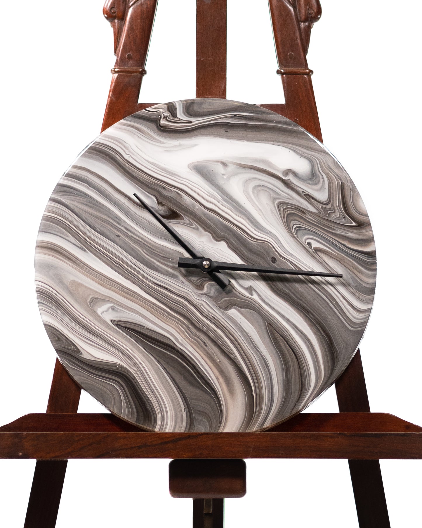 Orologio circolare da parete in resina epossidica effetto Marmo Grigio