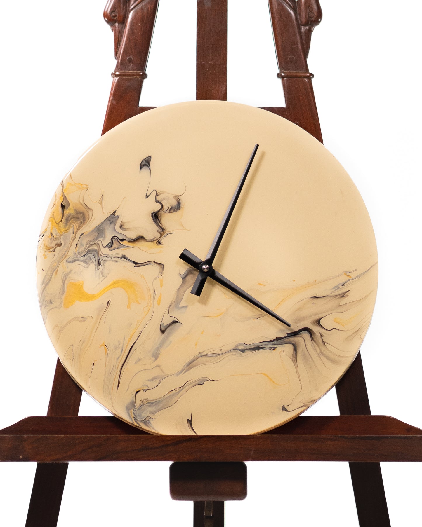 Orologio da Parete in Legno Resina Beige Nero 30 cm di diametro