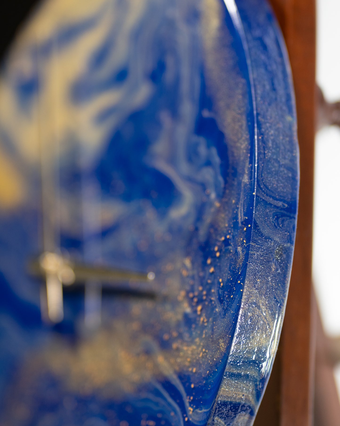 Orologio da Parete in Legno Resina Blu Oro 30 cm di diametro
