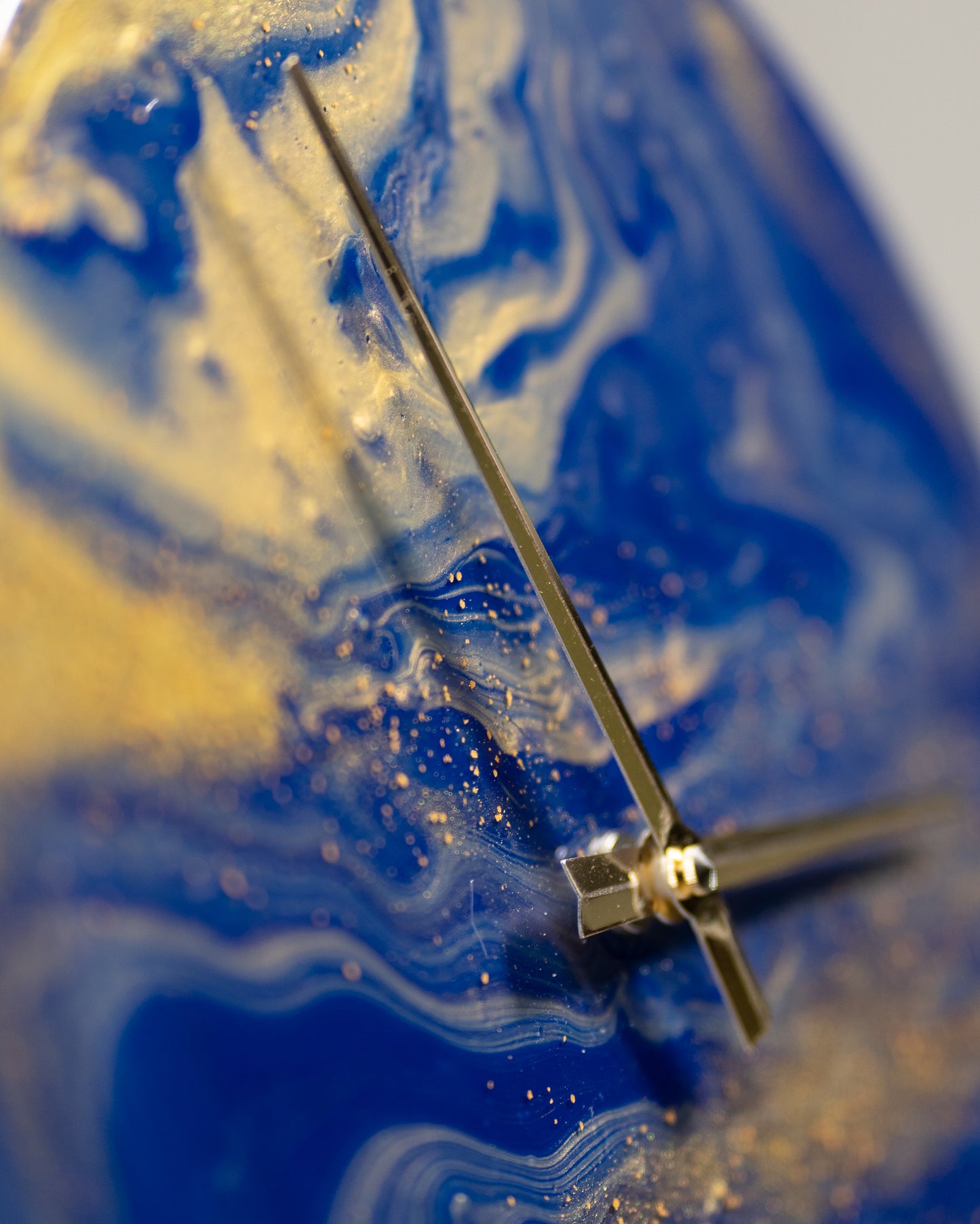Orologio da Parete in Legno Resina Blu Oro 30 cm di diametro