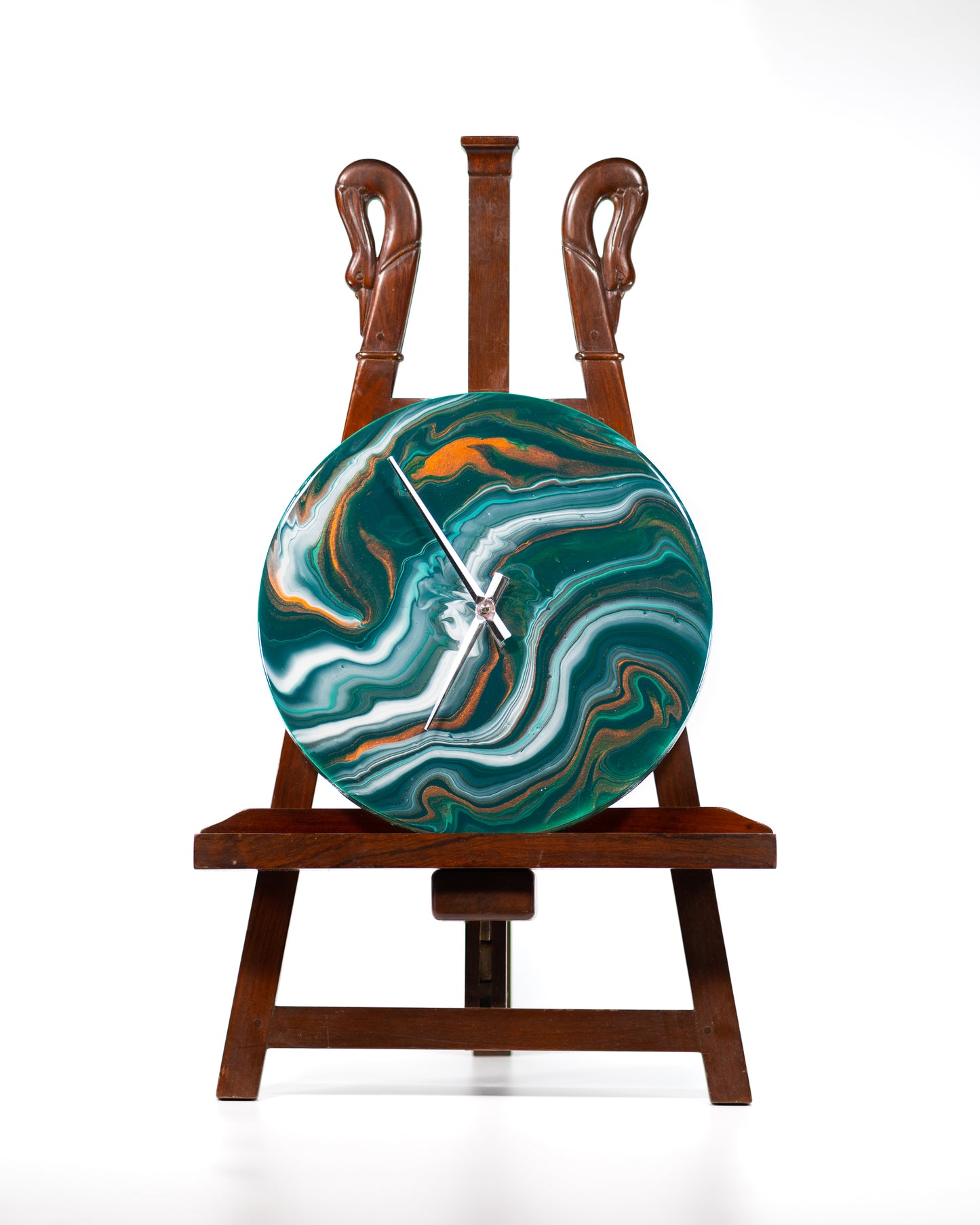 Orologio da Parete in Legno Resina effetto Marmo Verde 30 cm di diametro