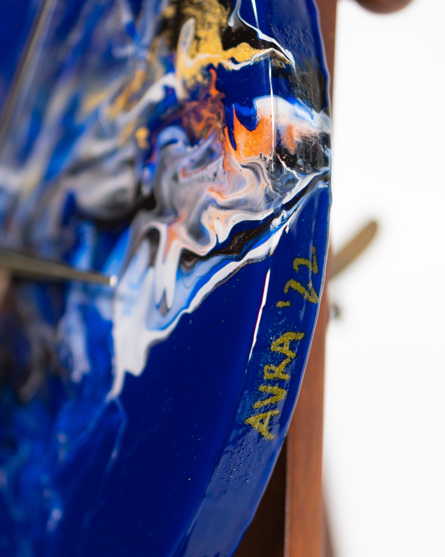 Orologio da Parete in Legno Resina fantasia Blu 30 cm di diametro
