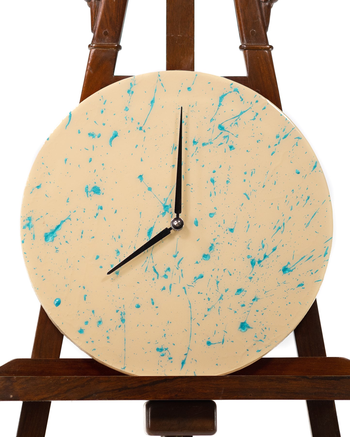 Orologio da Parete in Legno Resina Beige gocce azzurre 30 cm di diametro