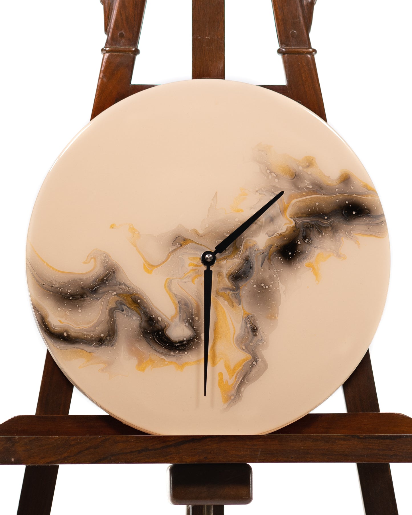 Orologio da Parete in Legno Resina Beige Oro 30 cm di diametro