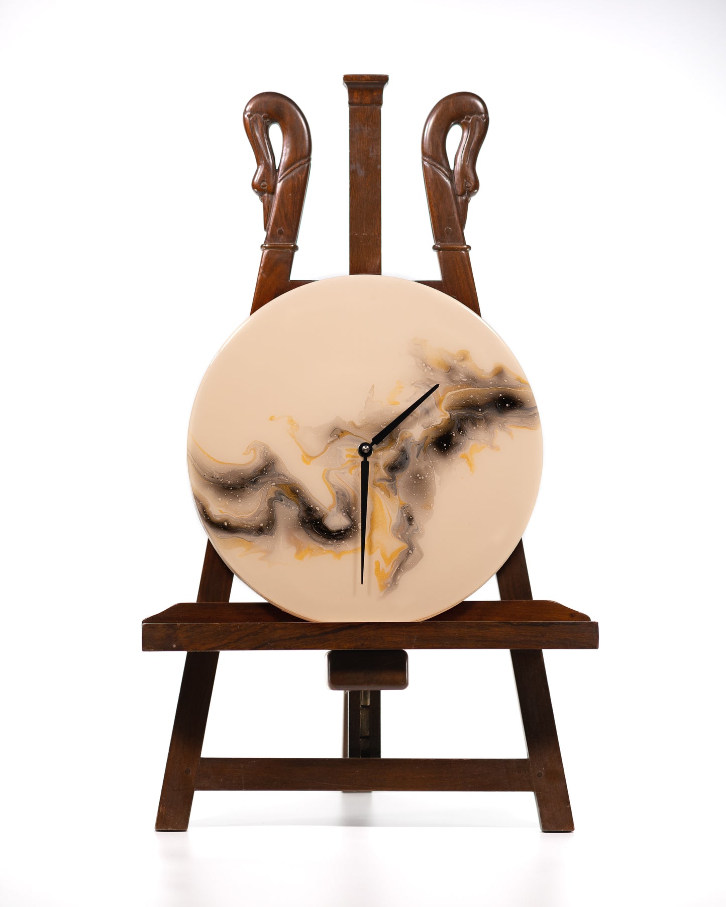 Orologio da Parete in Legno Resina Beige Oro 30 cm di diametro