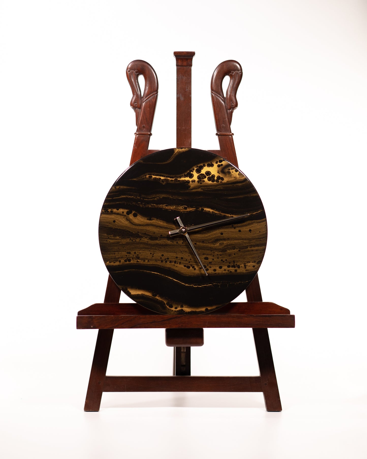 Orologio da Parete in Legno Resina Caramello Oro 30 cm di diametro