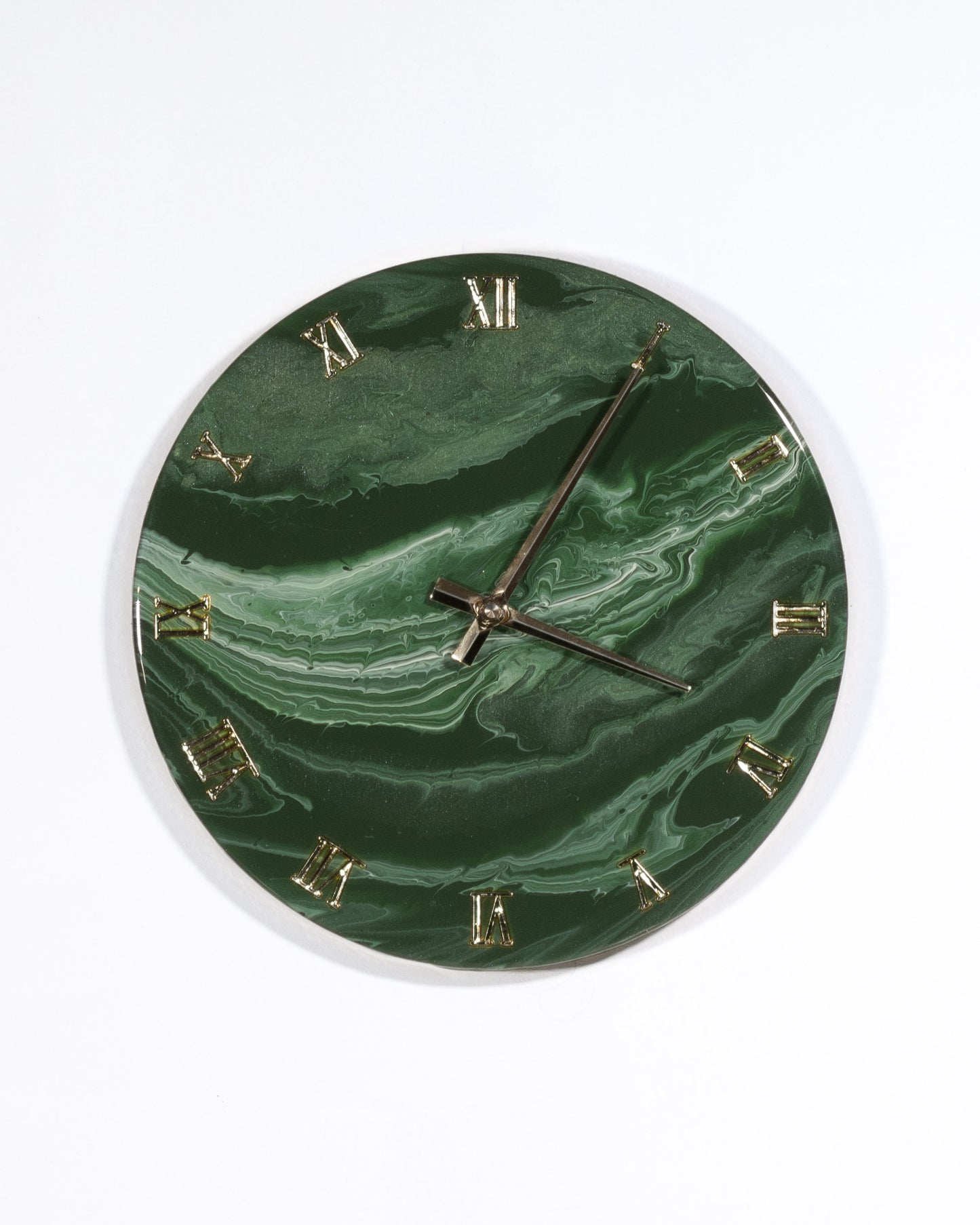 Orologio da Parete in Legno Resina effetto Marmo Verde Alpi 30 cm di diametro