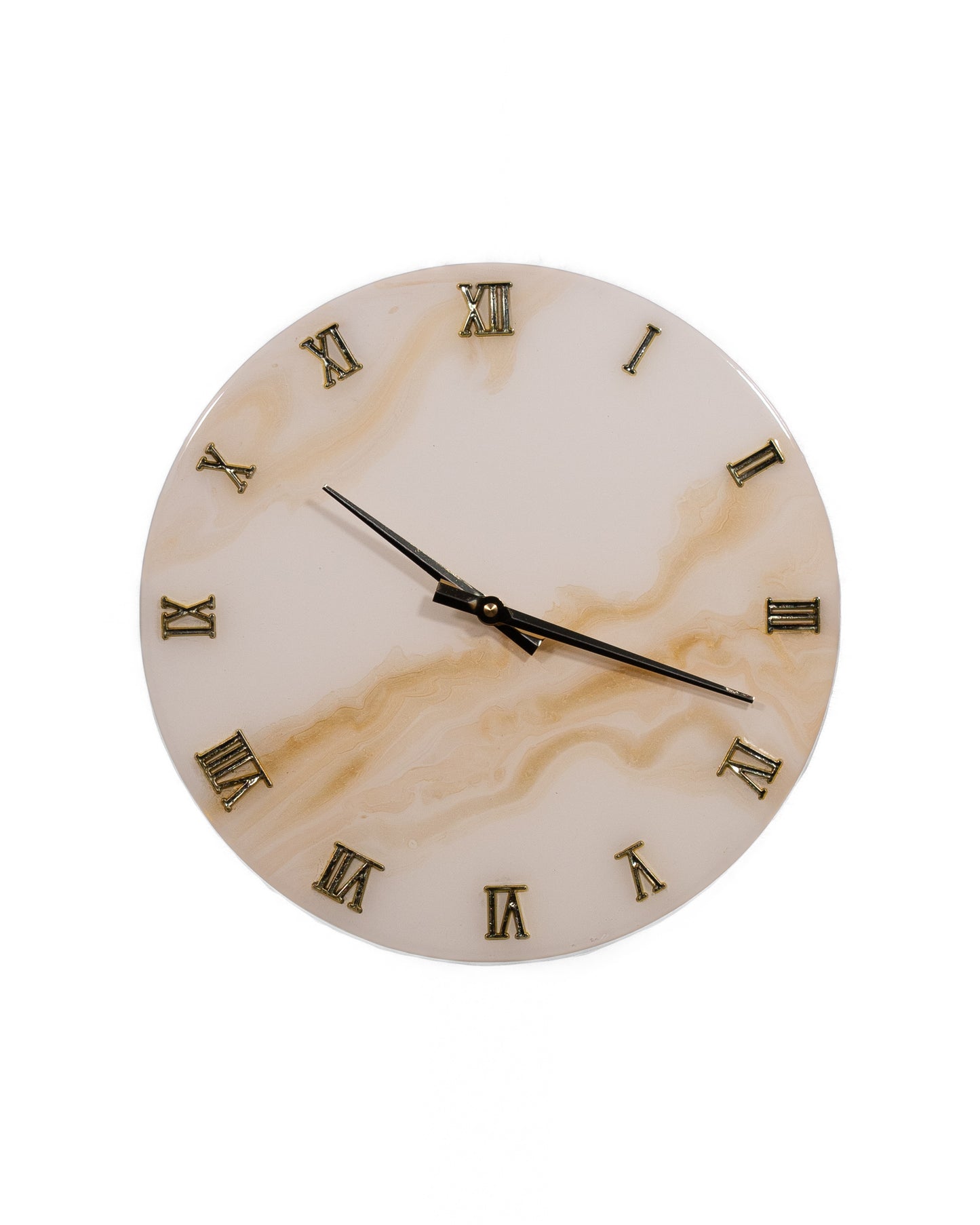 Orologio da Parete in Legno Resina Bianco Oro 30 cm di diametro