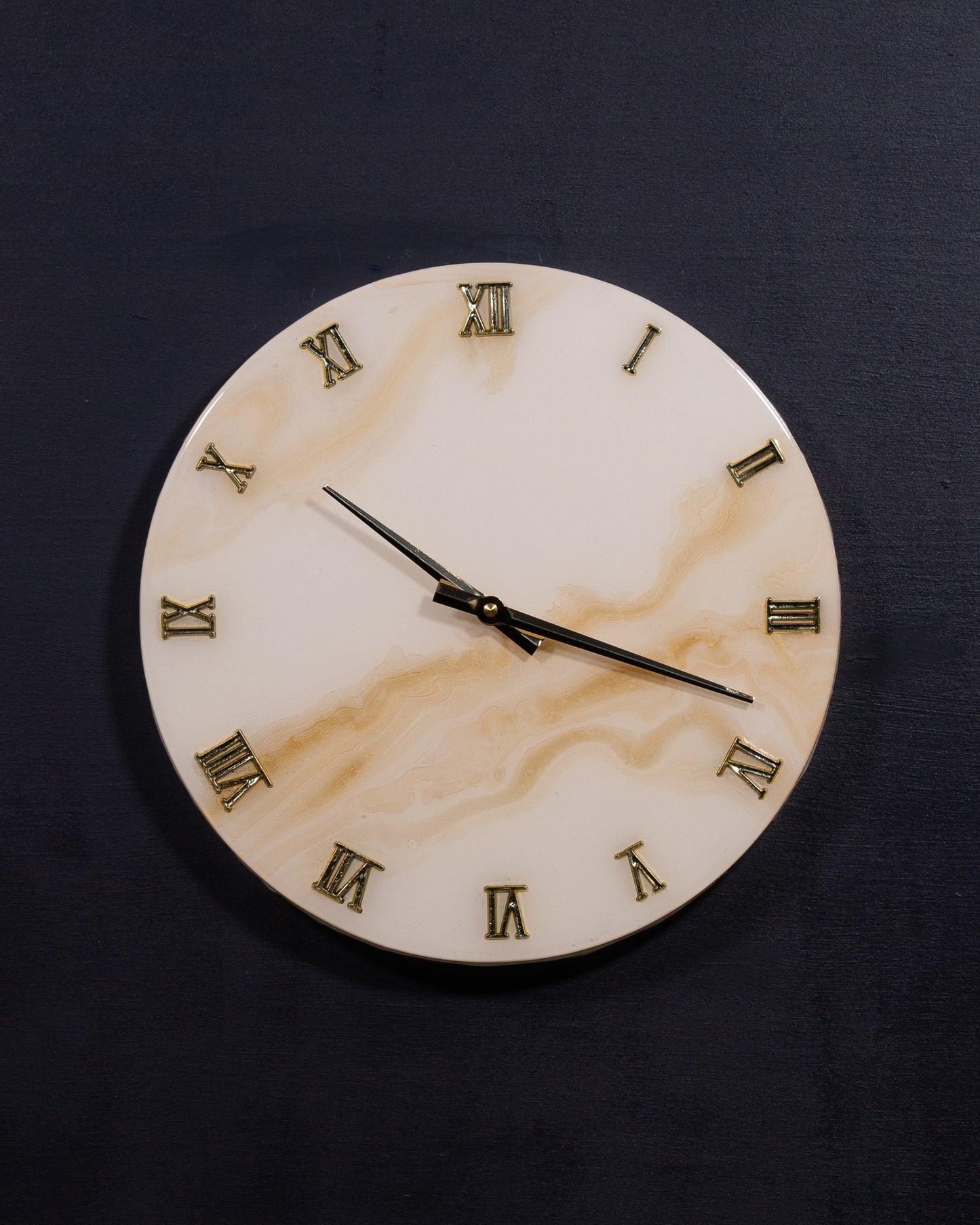 Orologio da Parete in Legno Resina Bianco Oro 30 cm di diametro