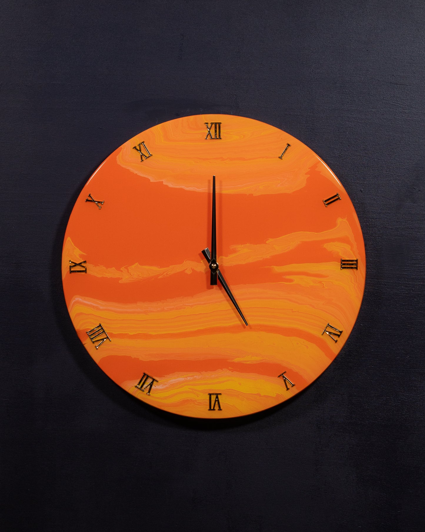 Orologio da Parete in Legno Resina Arancione 40 cm di diametro
