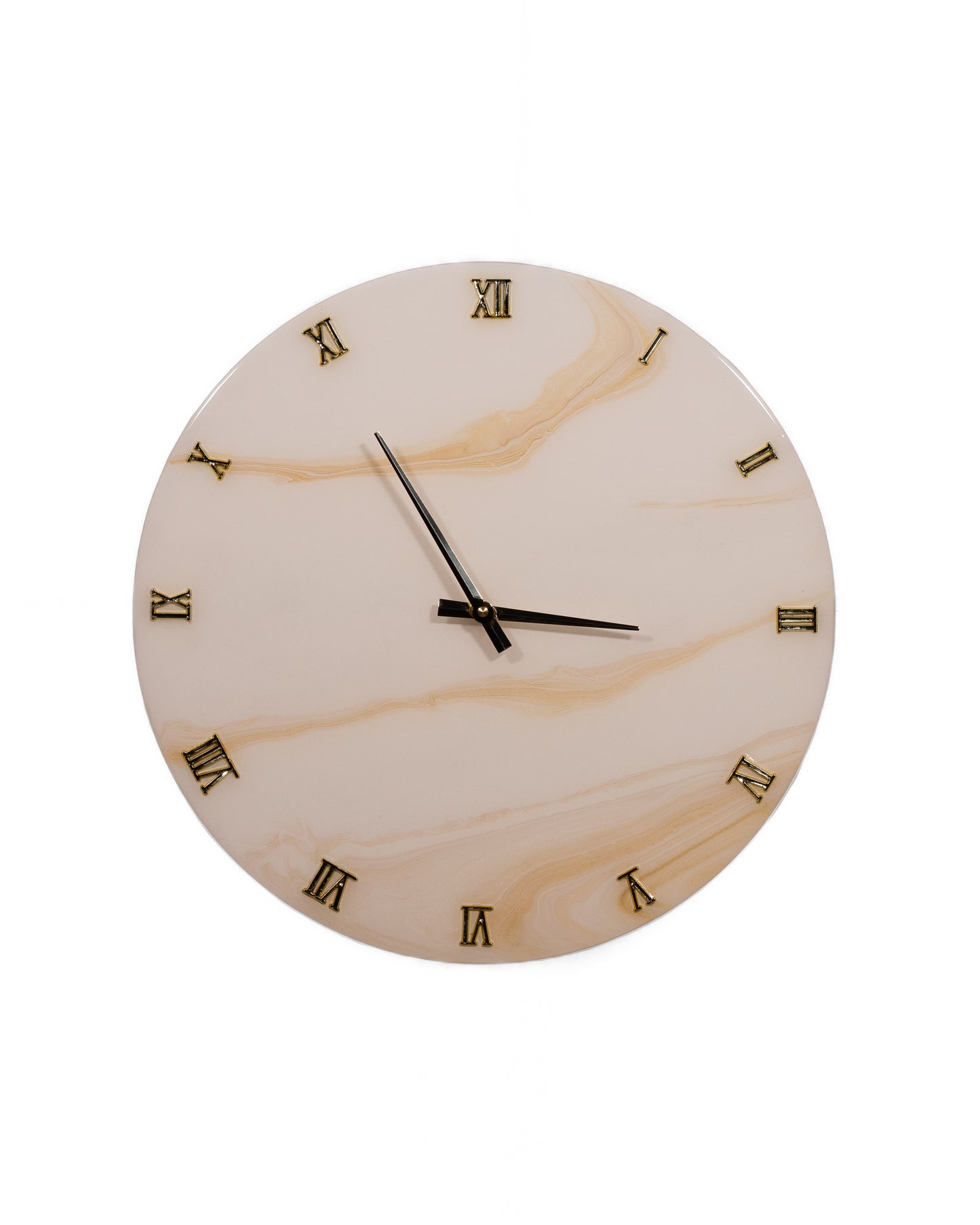 Orologio da Parete in Legno Resina Bianco Oro 40 cm di diametro