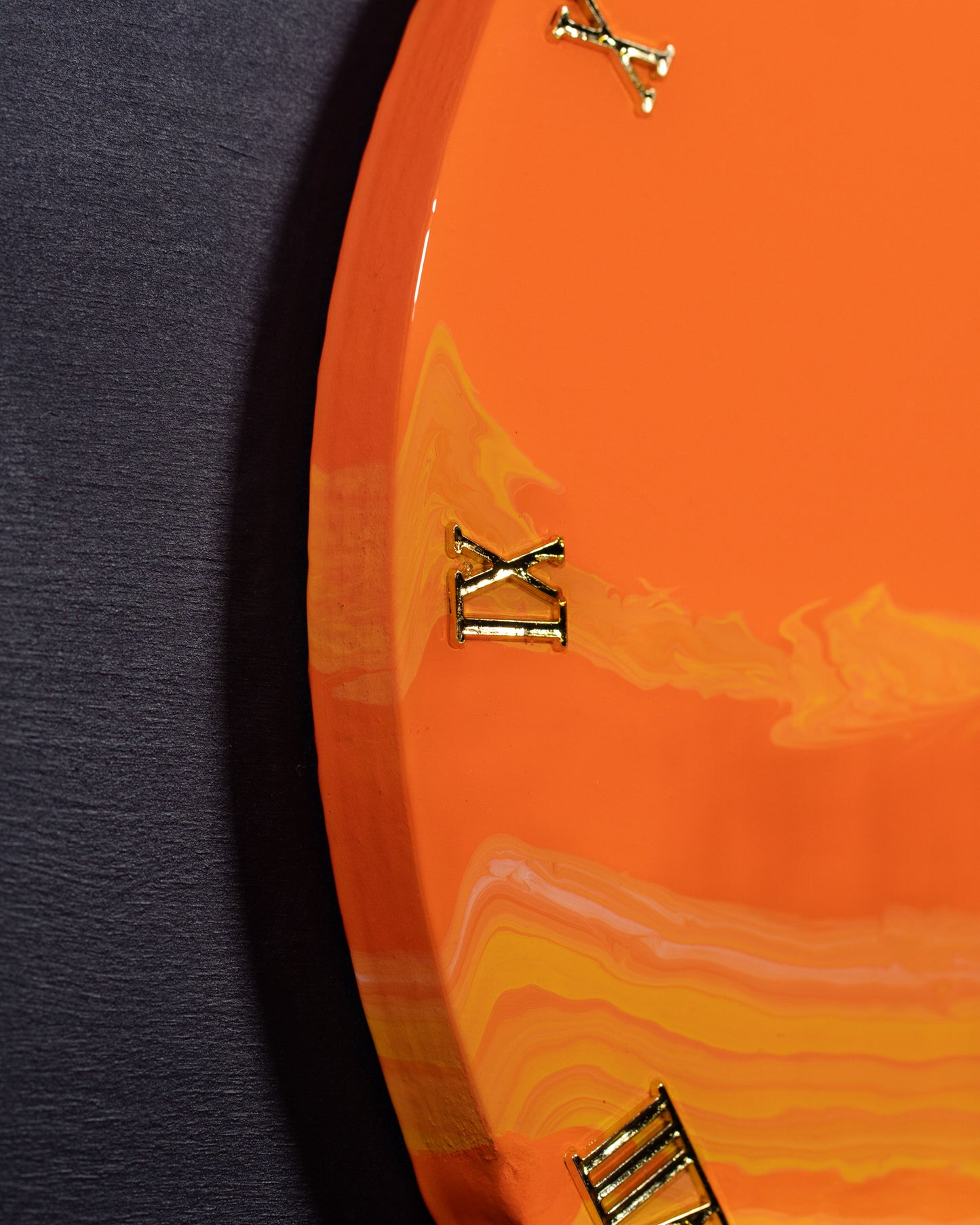Orologio da Parete in Legno Resina Arancione 40 cm di diametro