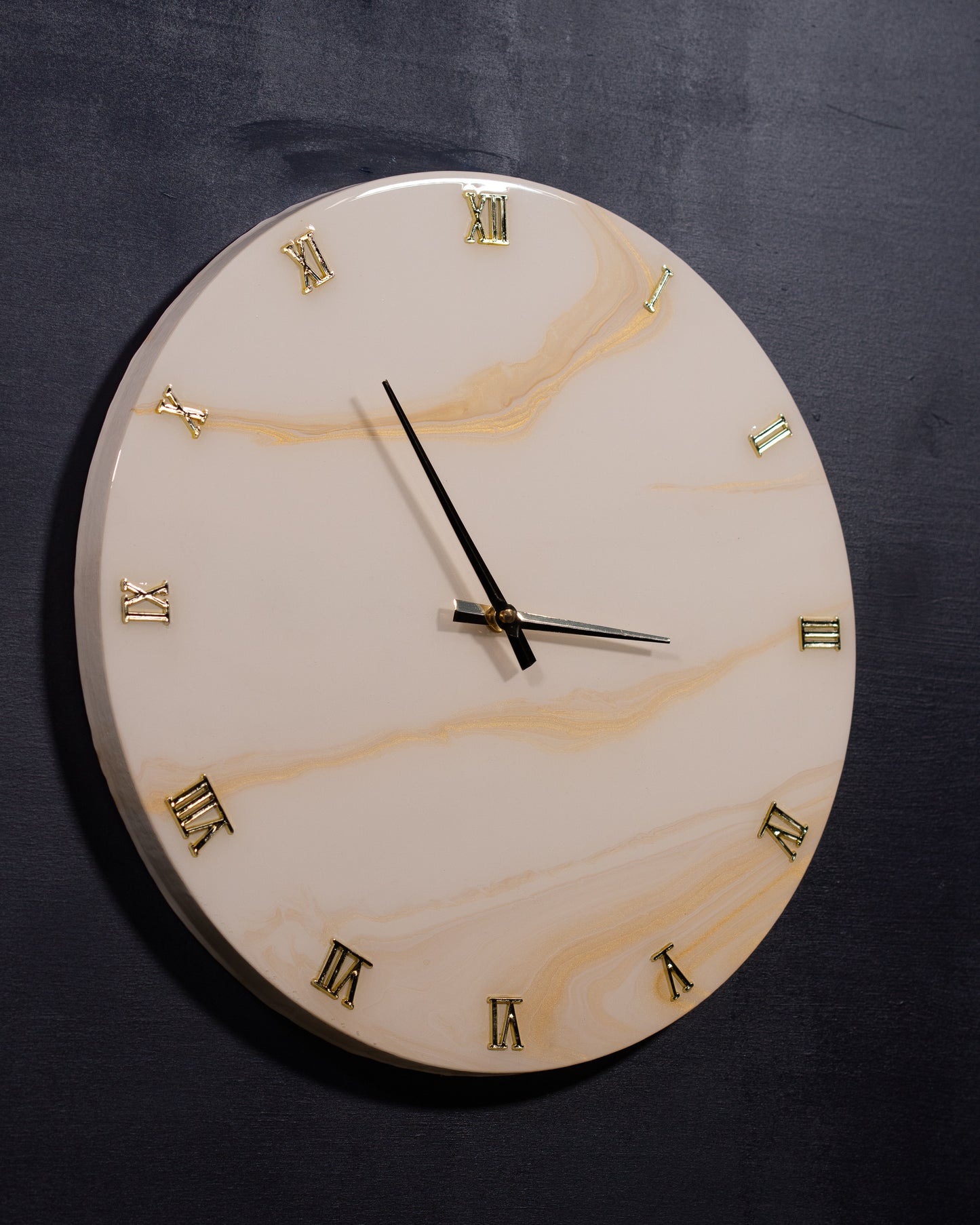 Orologio da Parete in Legno Resina Bianco Oro 40 cm di diametro