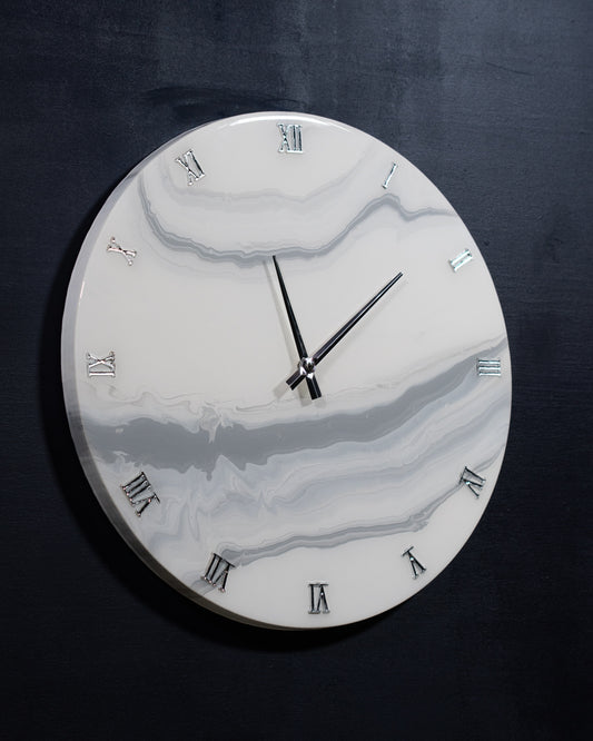 Orologio Da Parete in Resina Circolare – Effetto Marmo Carrara