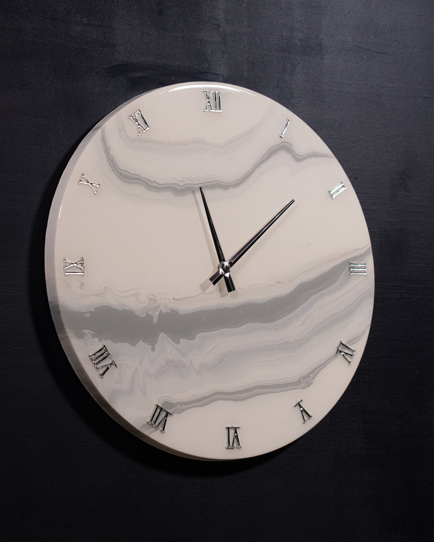 Orologio da Parete in Legno Resina effetto Marmo Carrara 40 cm di diametro