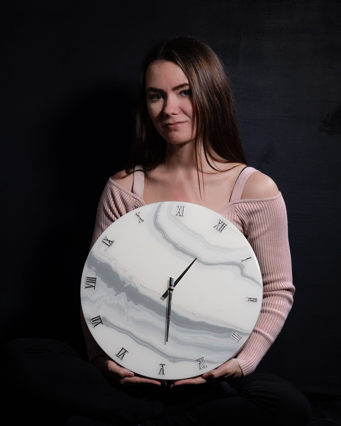 Orologio Da Parete in Resina Circolare – Effetto Marmo Carrara