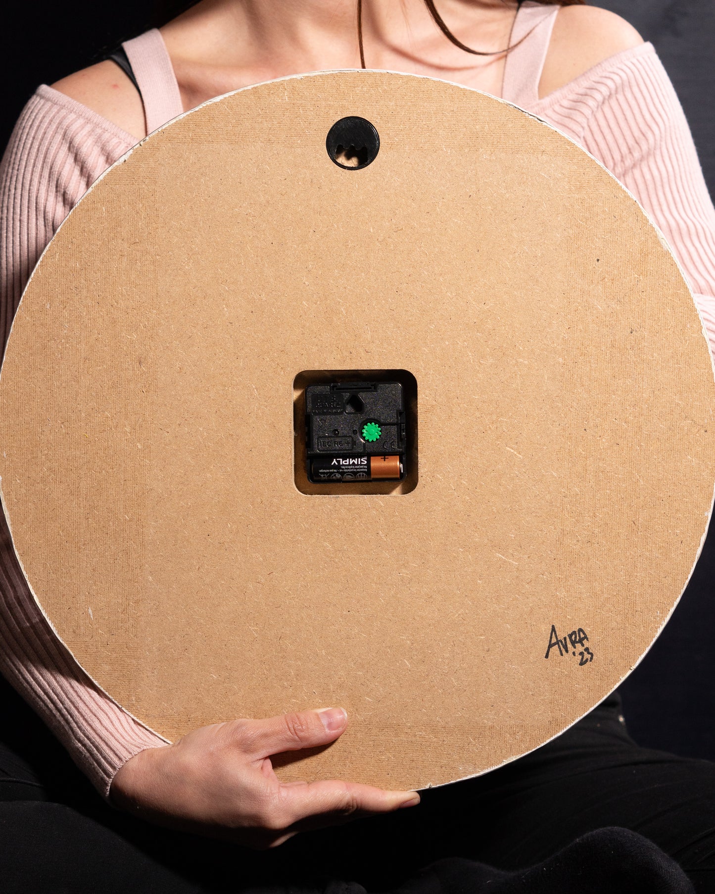 Orologio da Parete in Legno Resina Arancione 40 cm di diametro
