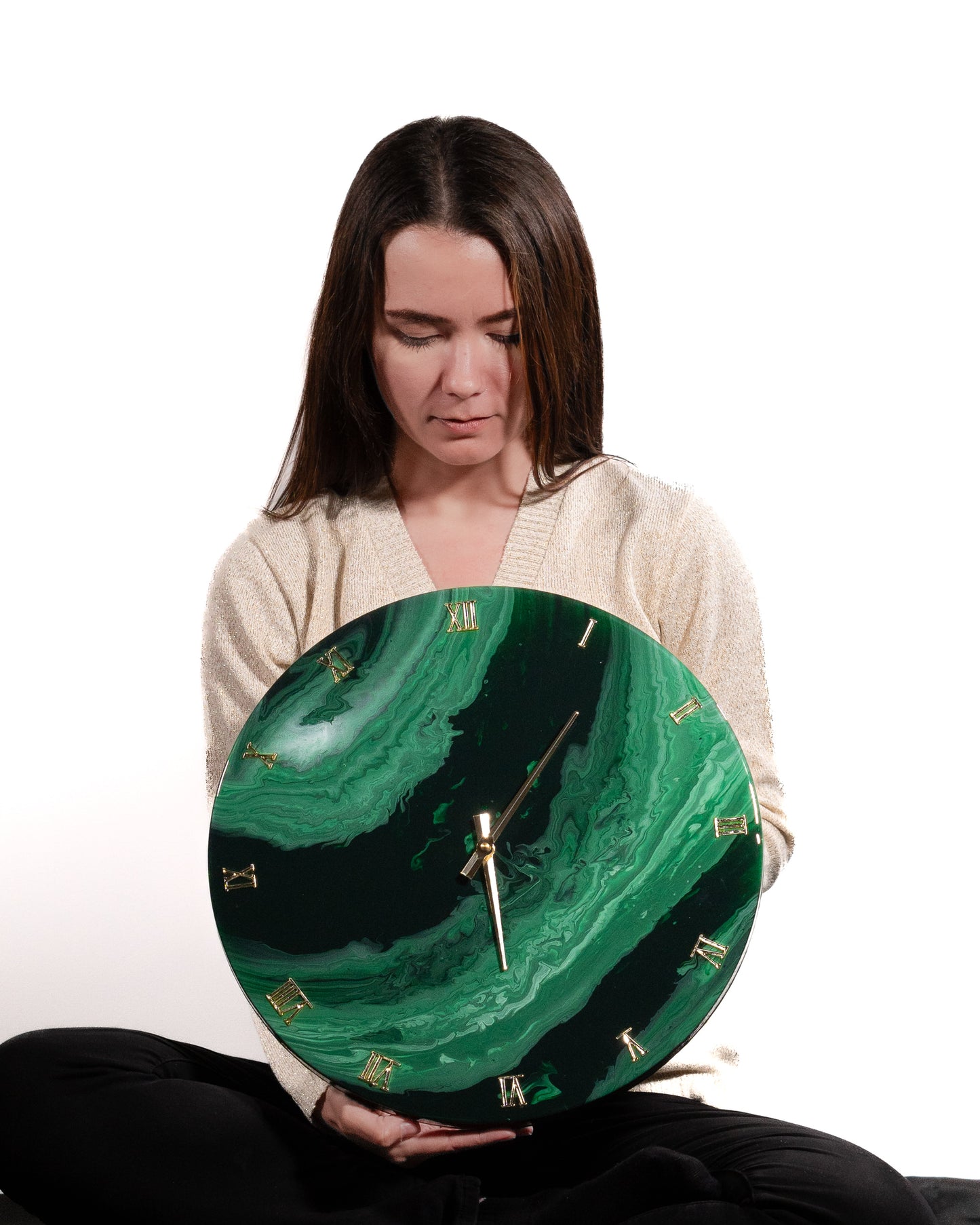 Orologio Da Parete in Resina Circolare – Marmo Verde Alpi