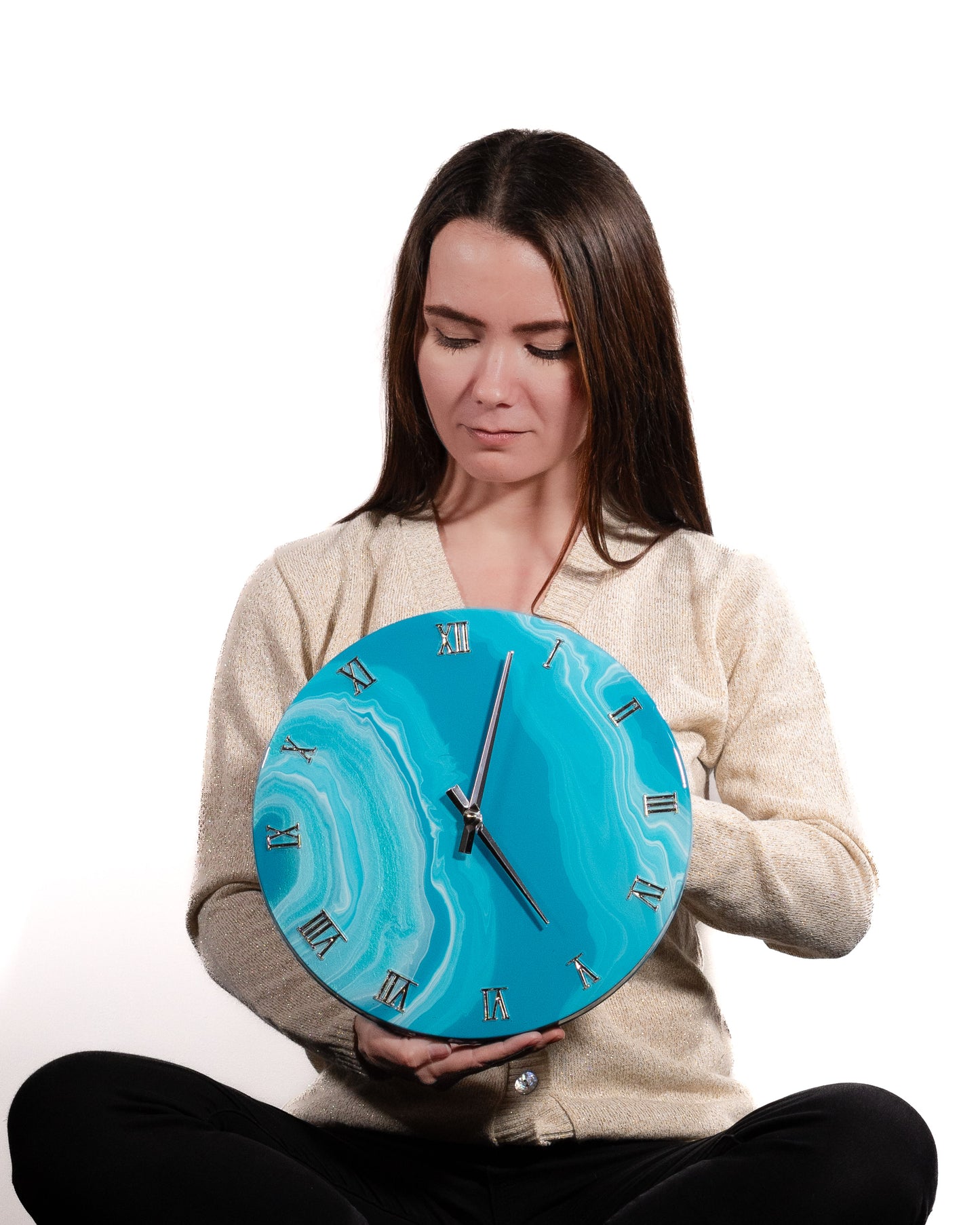 Orologio Da Parete in Resina Circolare – Marmo Azzurro