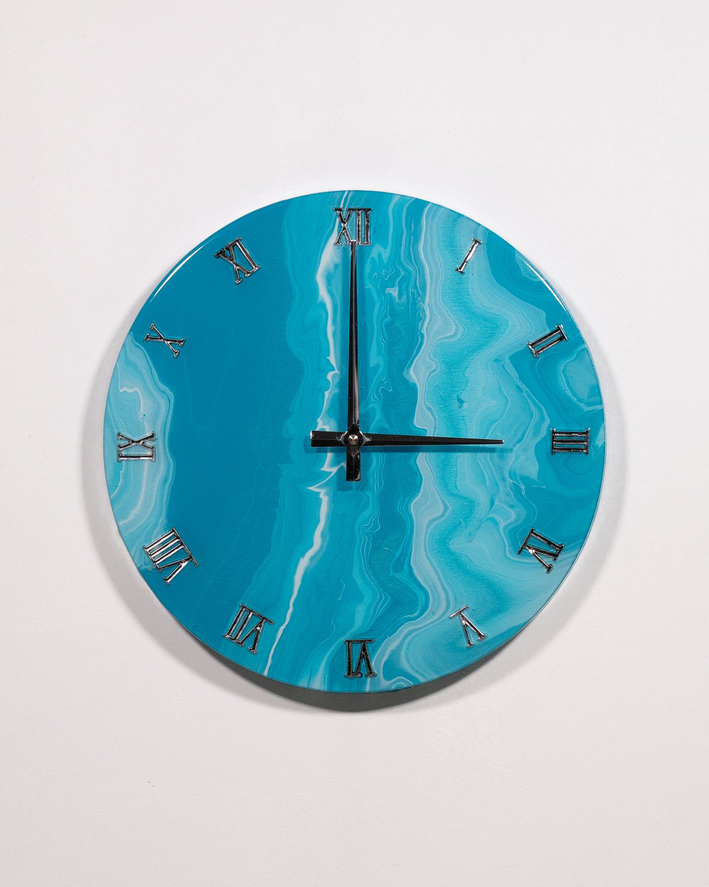 Orologio da Parete in Legno Resina effetto Marmo Azzurro 30 cm di diametro