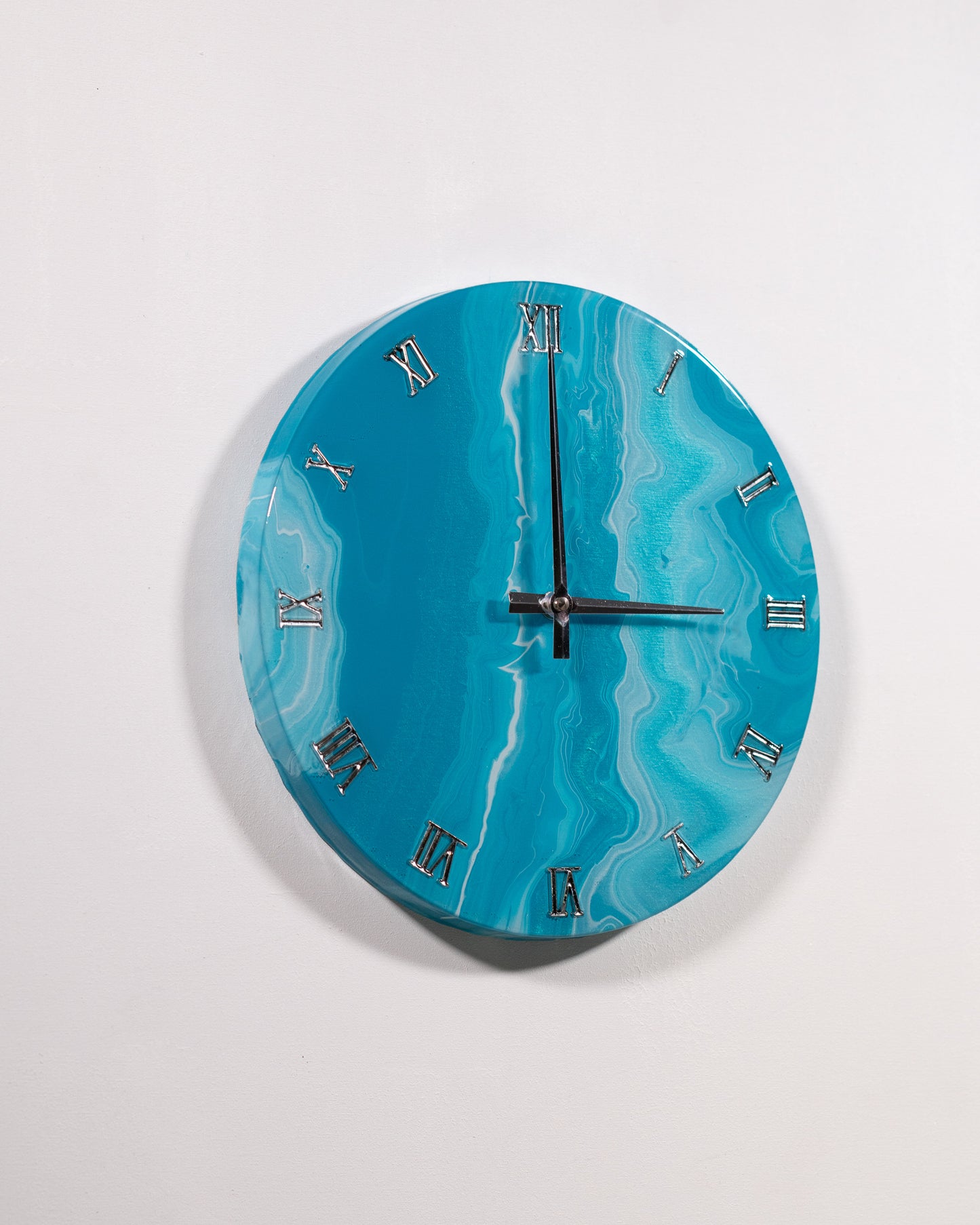 Orologio da Parete in Legno Resina effetto Marmo Azzurro 30 cm di diametro