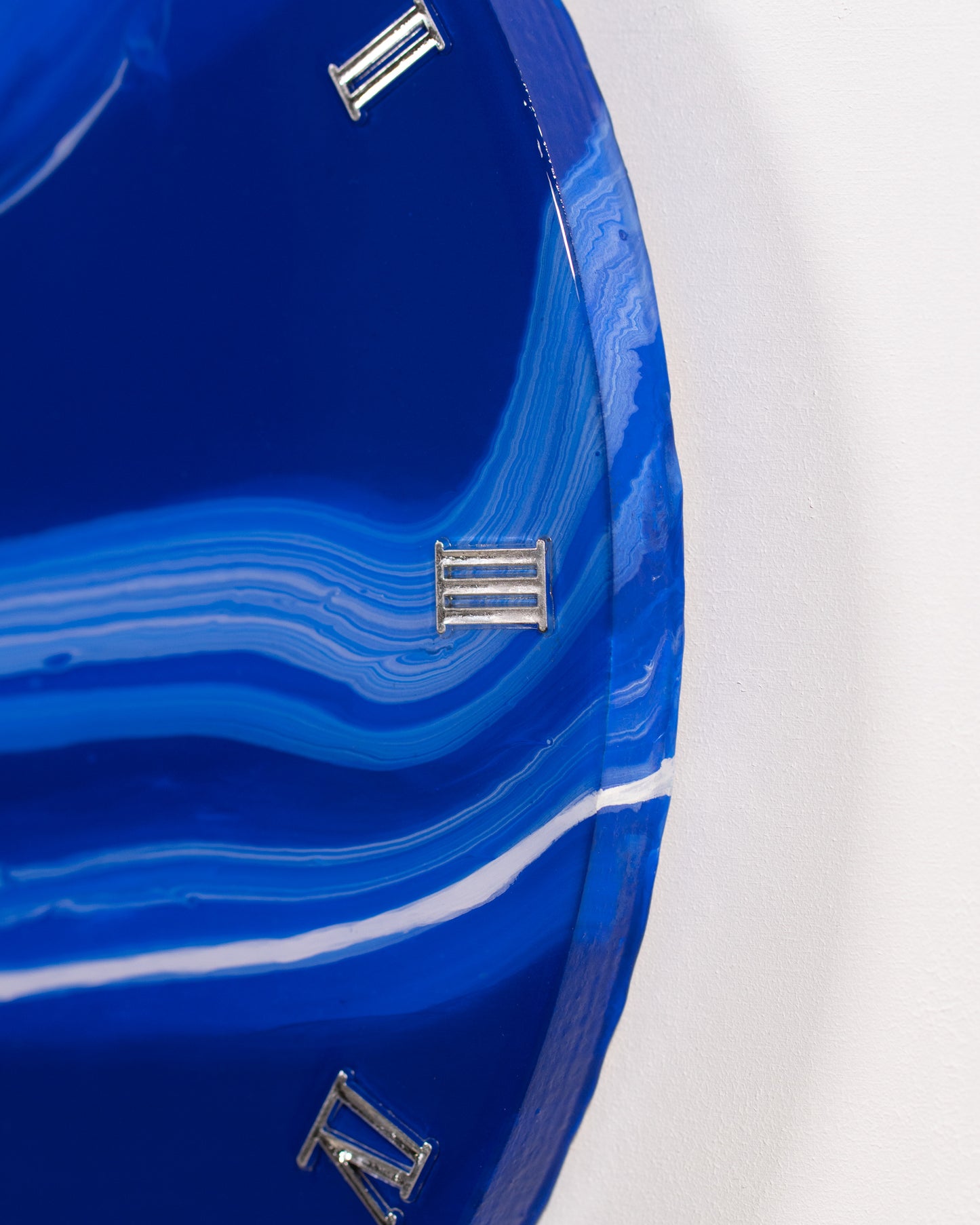 Orologio da Parete in Legno Resina Blu 40 cm di diametro