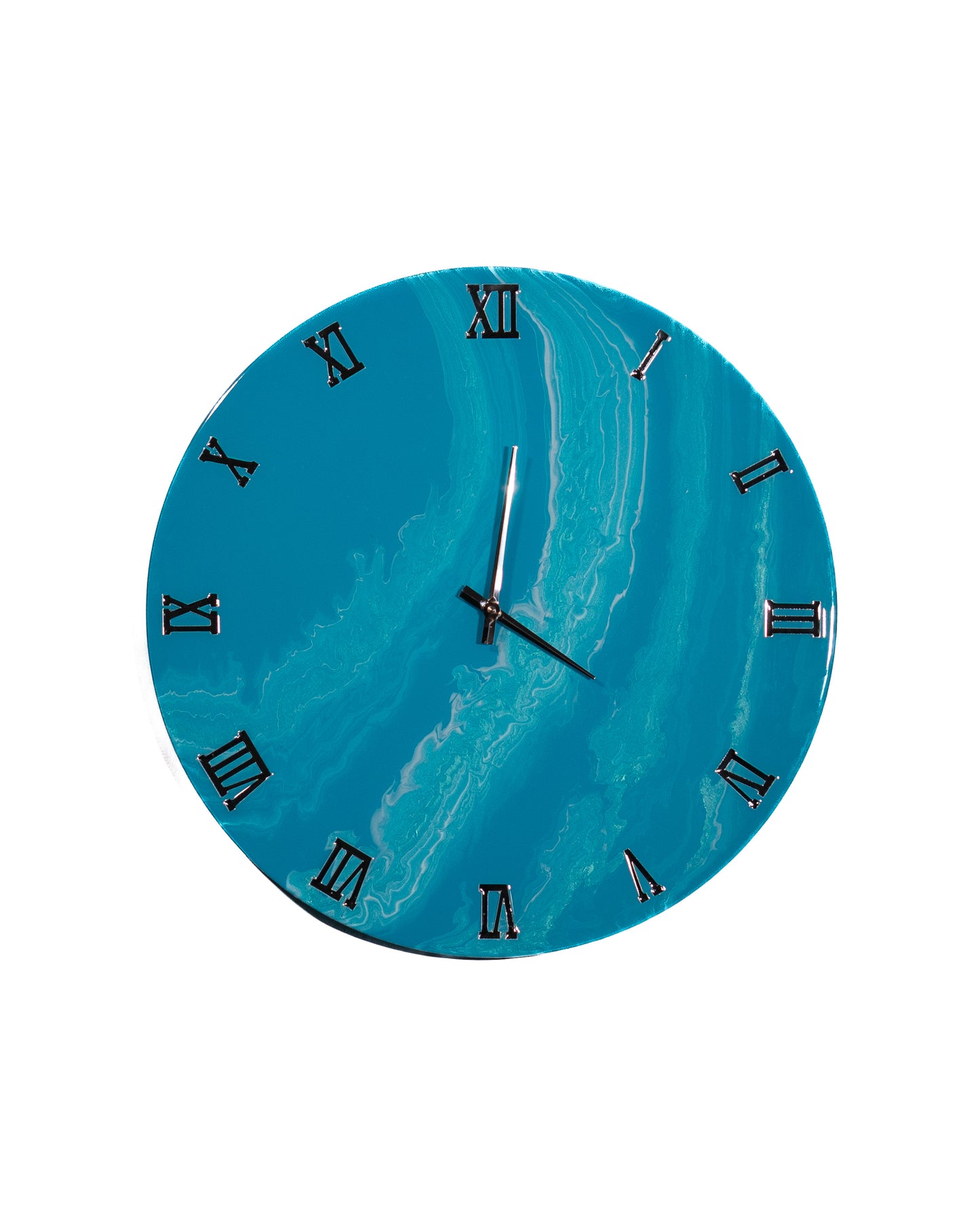 Orologio Da Parete in Legno Resina effetto Marmo Azzurro 50 cm di diametro.