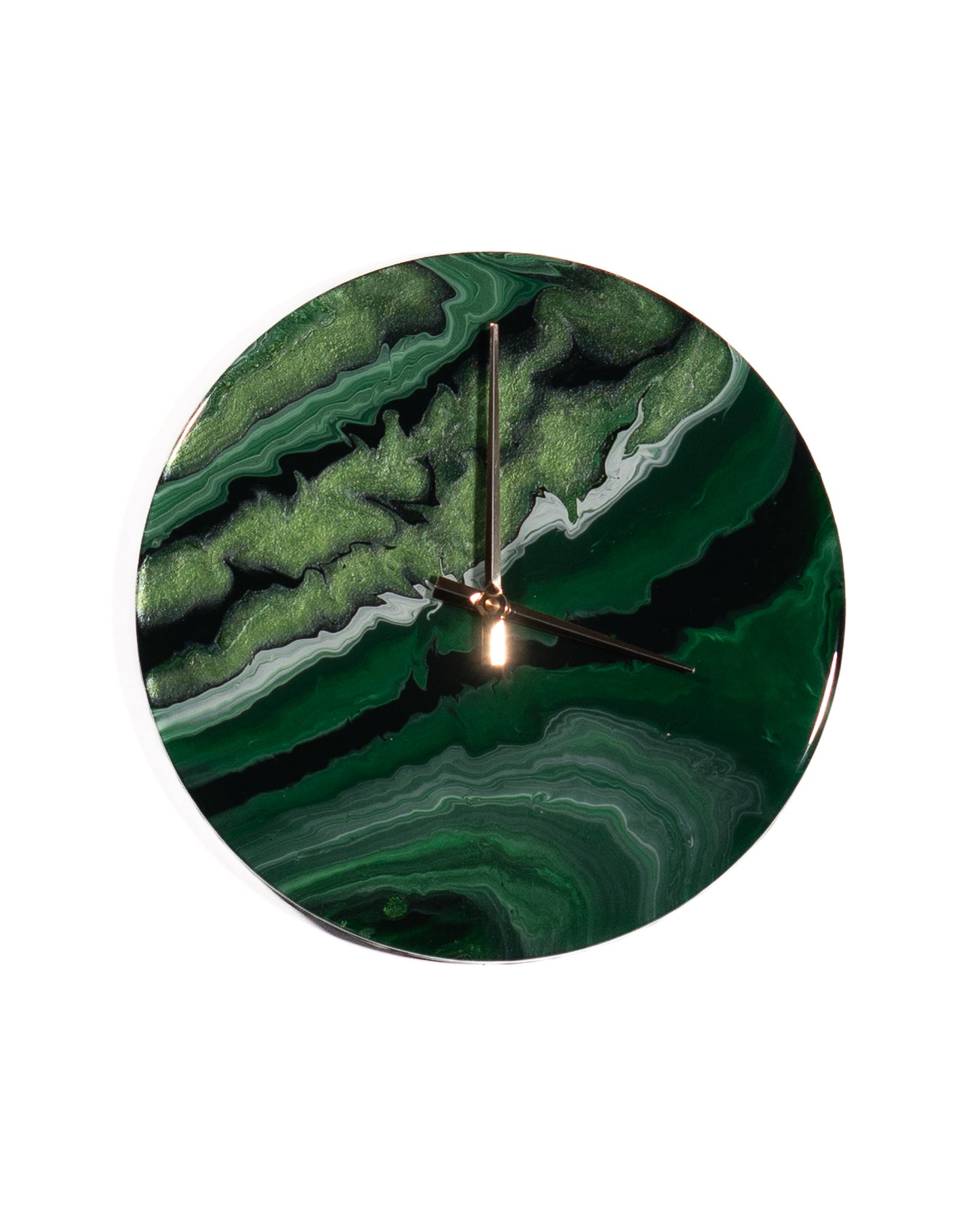 Orologio da Parete in Legno Resina effetto Marmo Verde Alpi 30 cm di diametro