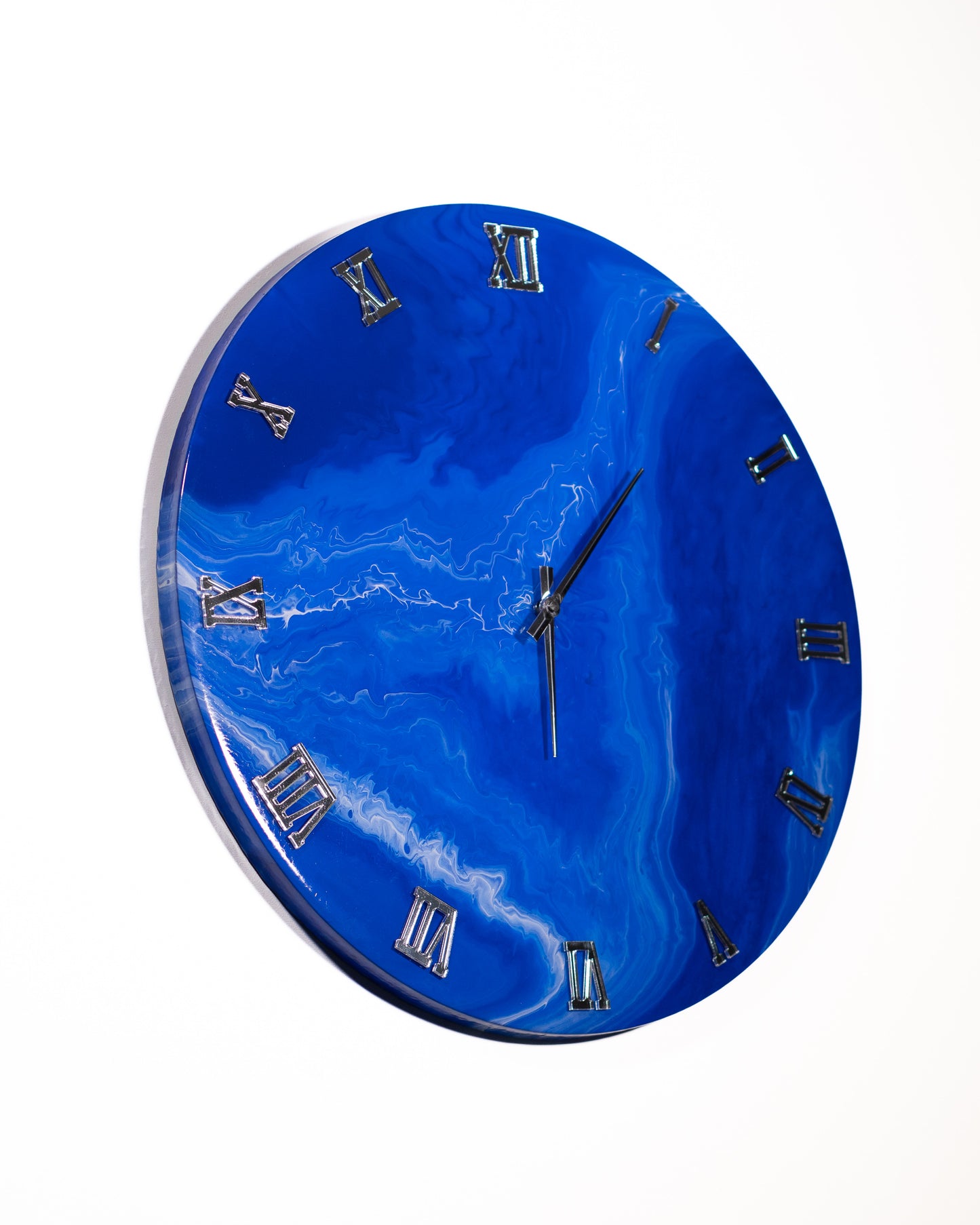 Orologio da Parete in Legno Resina fantasia in Blu 50 cm di diametro