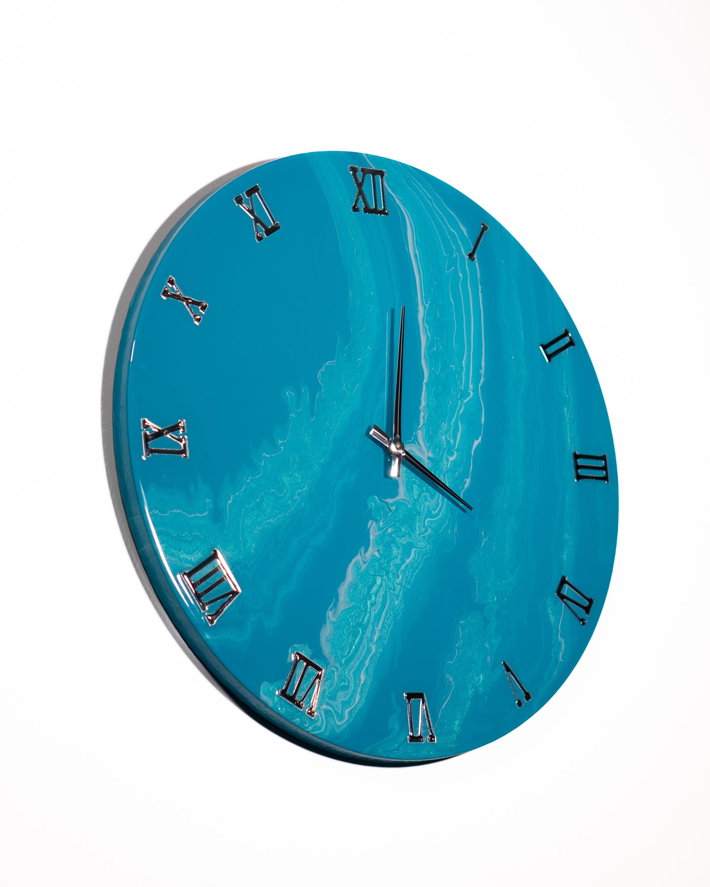 Orologio Da Parete in Legno Resina effetto Marmo Azzurro 50 cm di diametro.