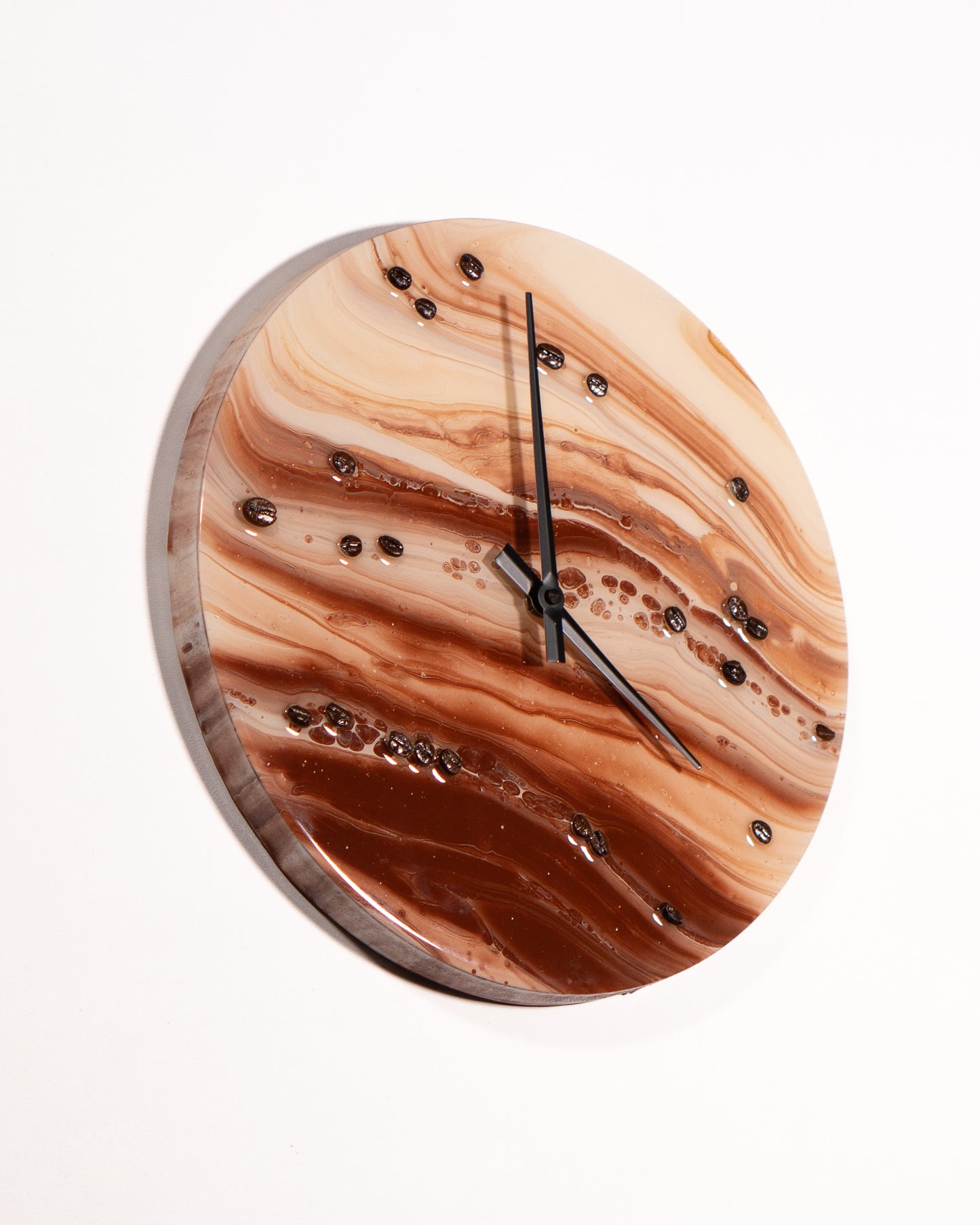 Orologio da Parete in Legno Resina al Caffè 30 cm di diametro