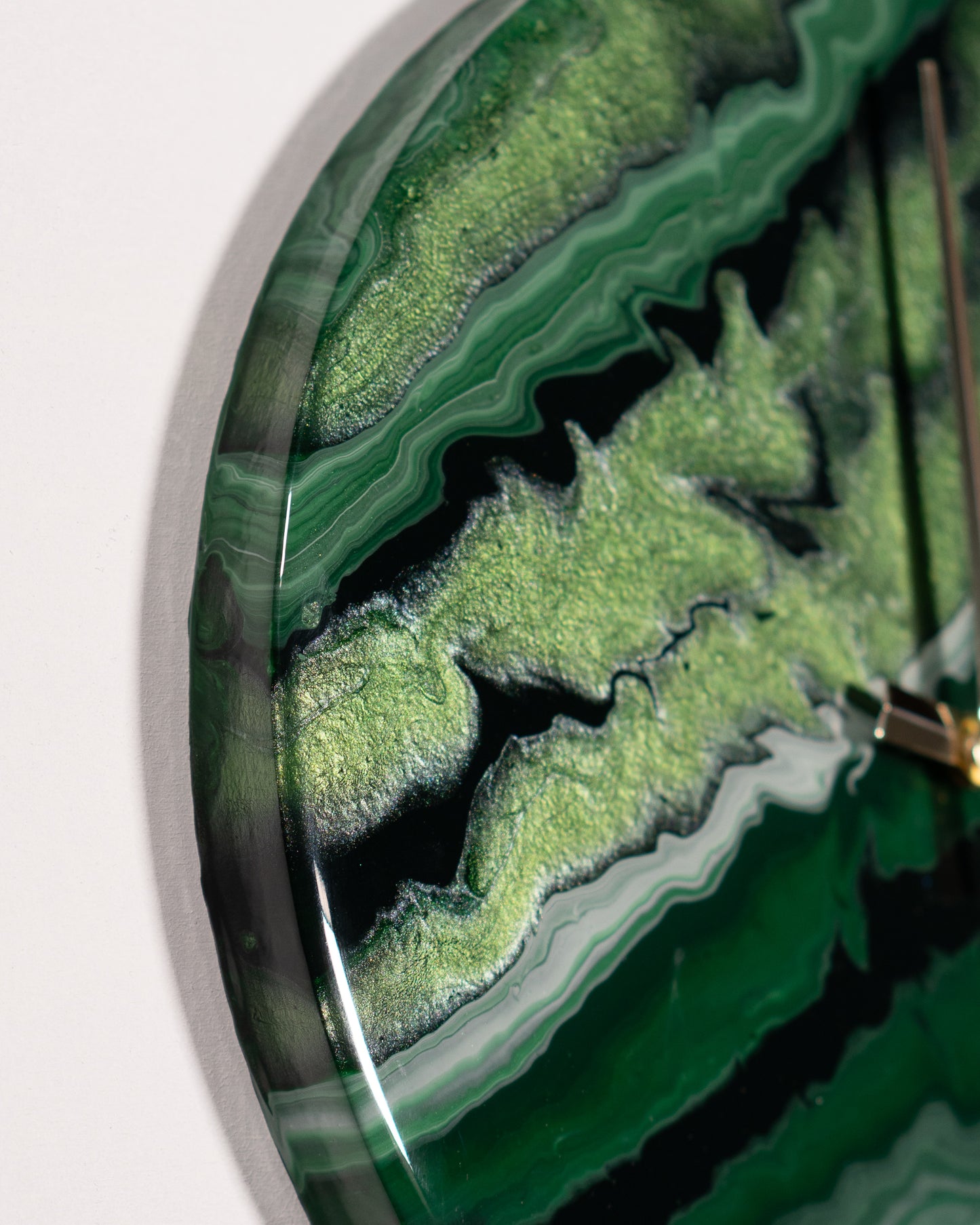 Orologio da Parete in Legno Resina effetto Marmo Verde Alpi 30 cm di diametro