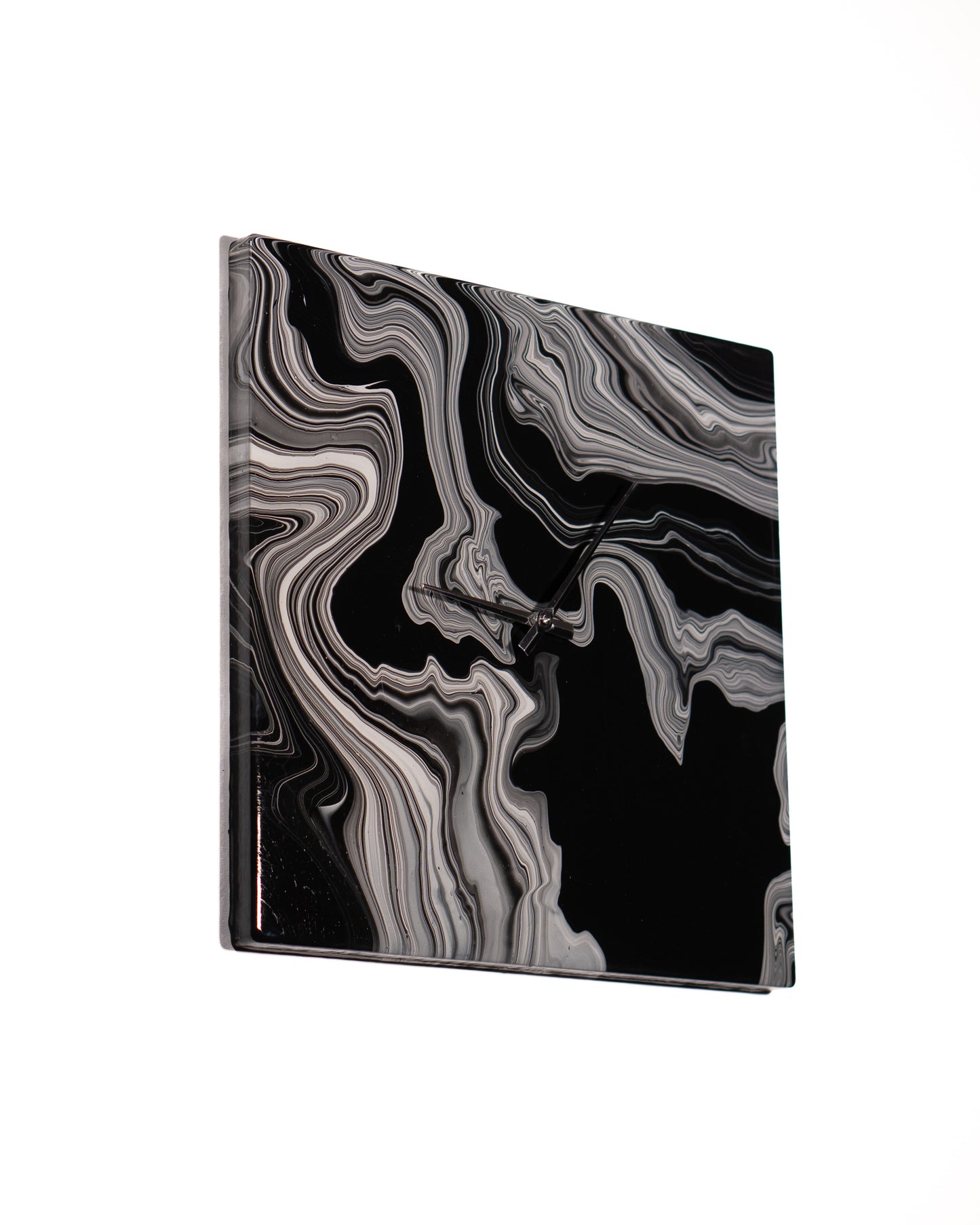 Orologio da Parete in Legno Resina effetto Marmo Nero 40 x 40 cm