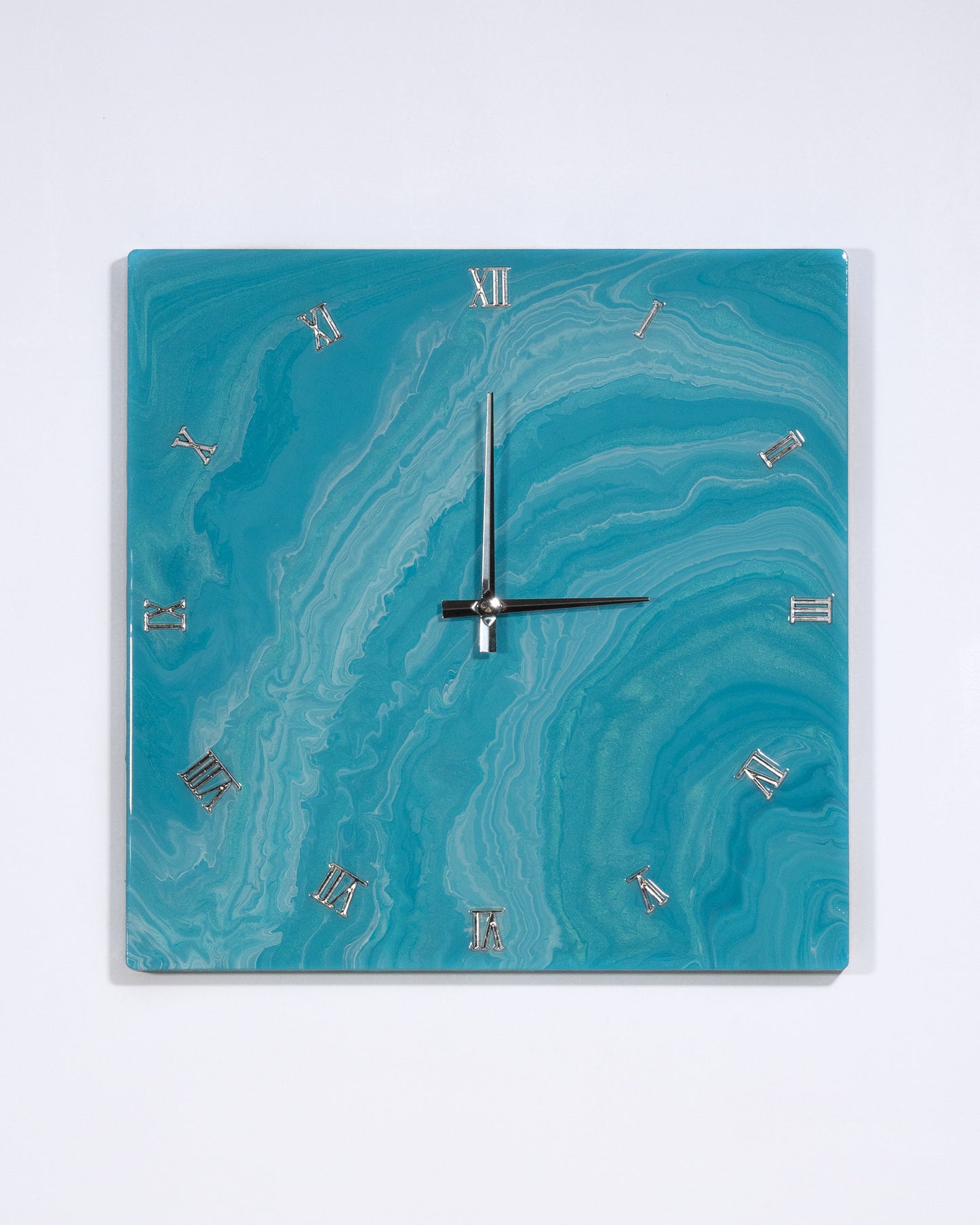 Orologio da Parete in Legno Resina effetto Marmo Azzurro 40 x 40 cm