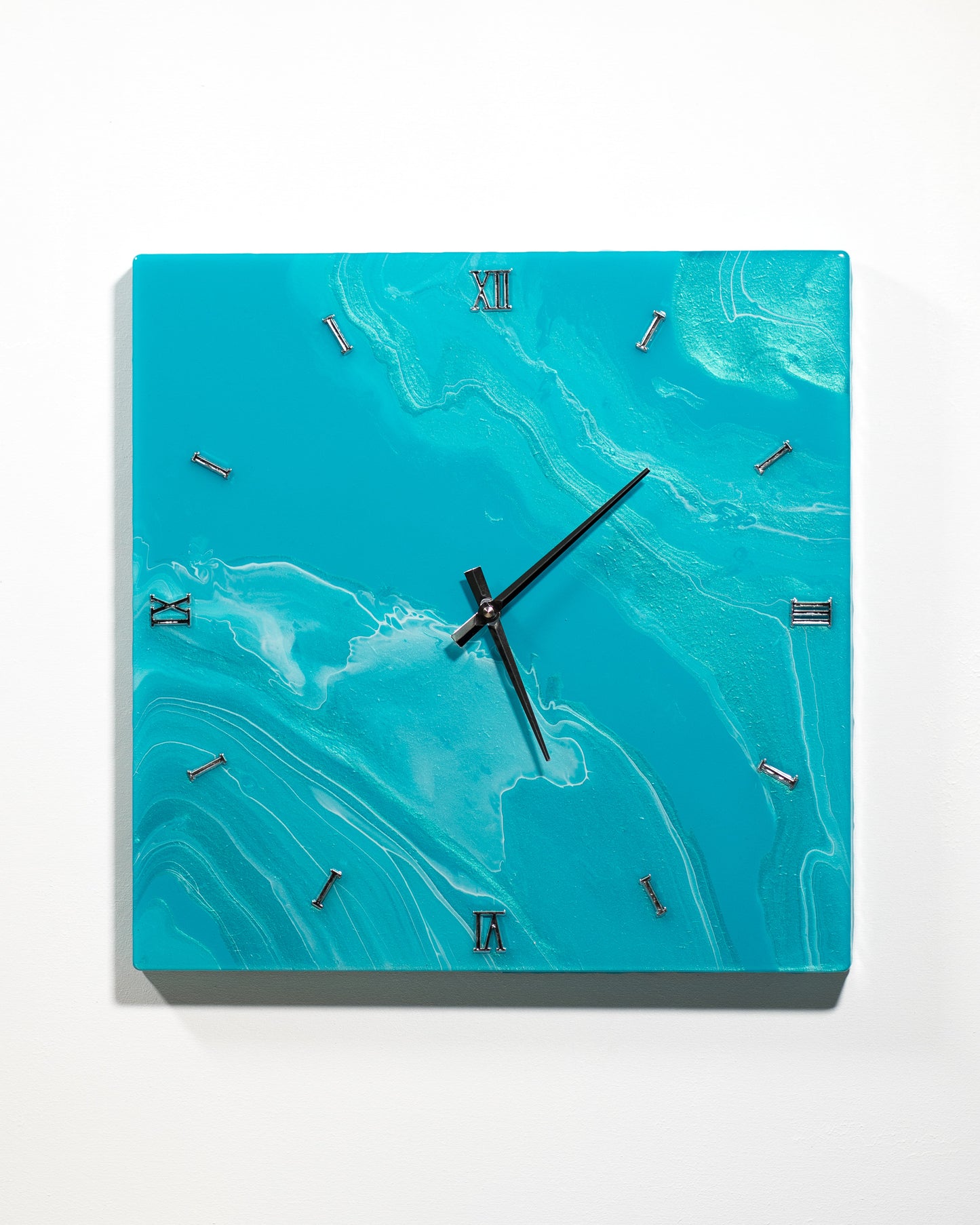Orologio da Parete in Legno Resina effetto Marmo Azzurro 40 x 40 cm
