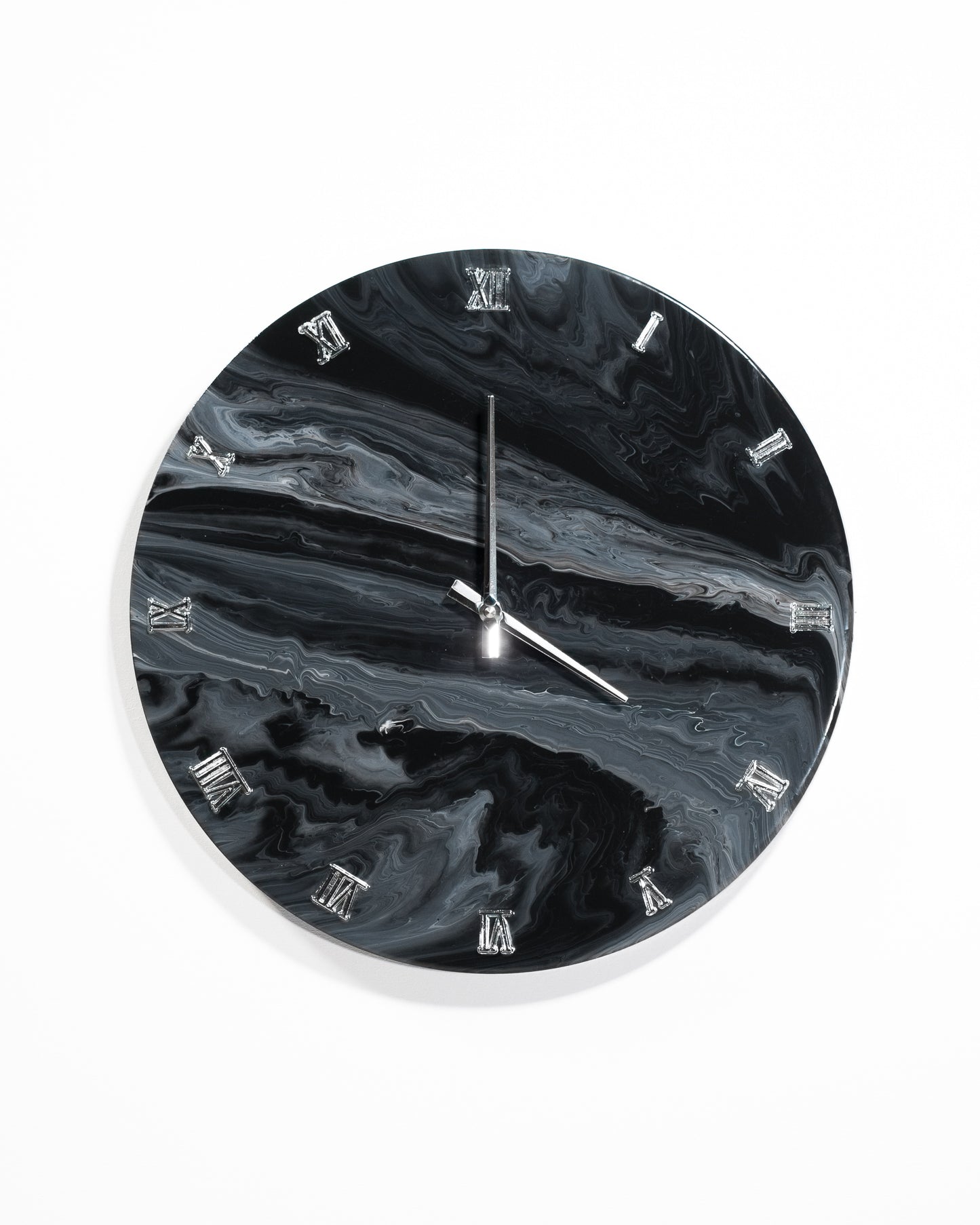 Orologio da Parete in Legno Resina effetto Marmo Nero 40 cm di diametro