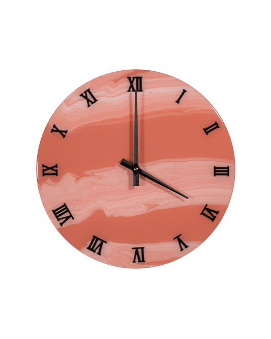 Orologio circolare da parete in resina epossidica effetto marmo Rosa