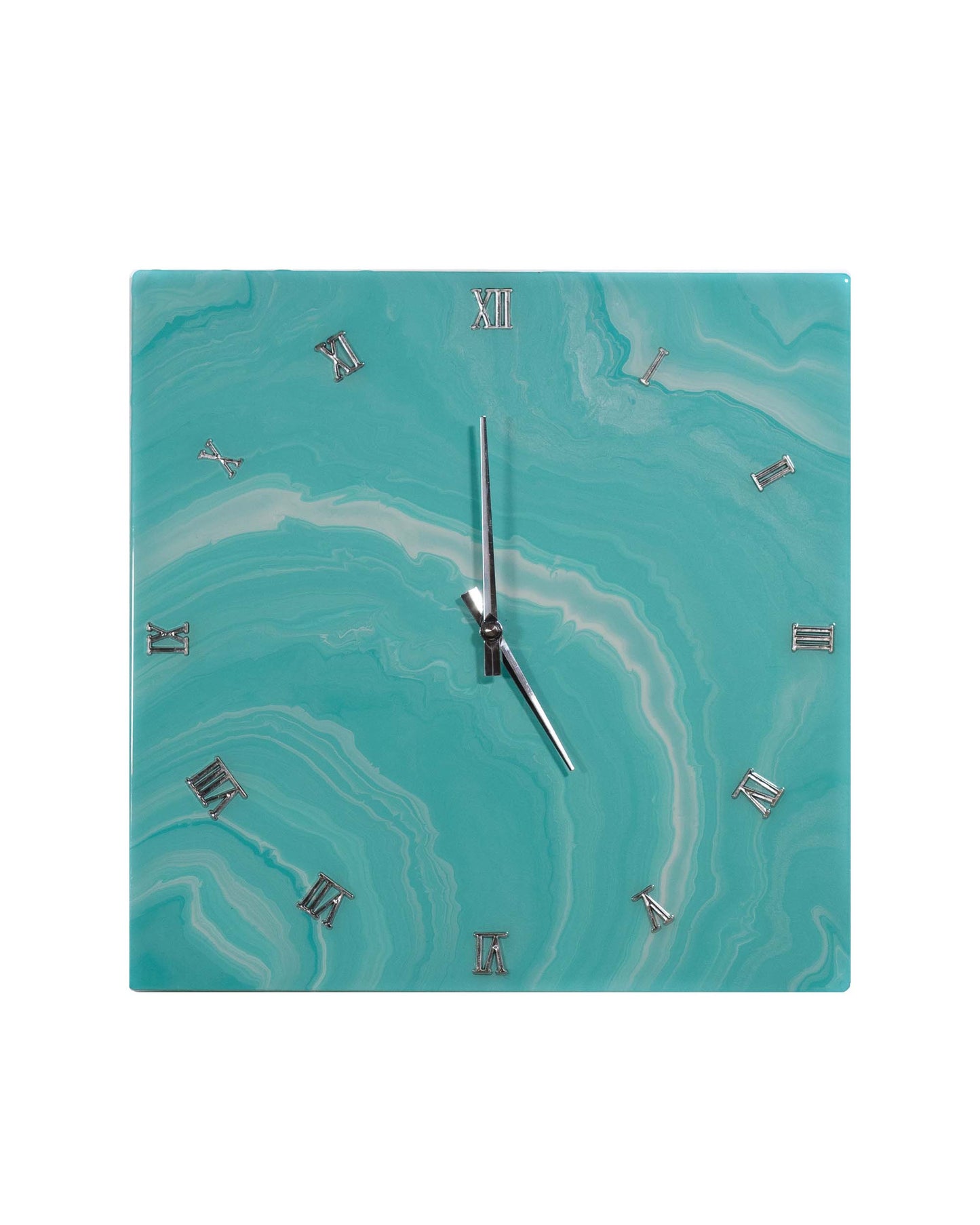 orologio da parete in resina epossidica quadrato effetto marmo Tiffany