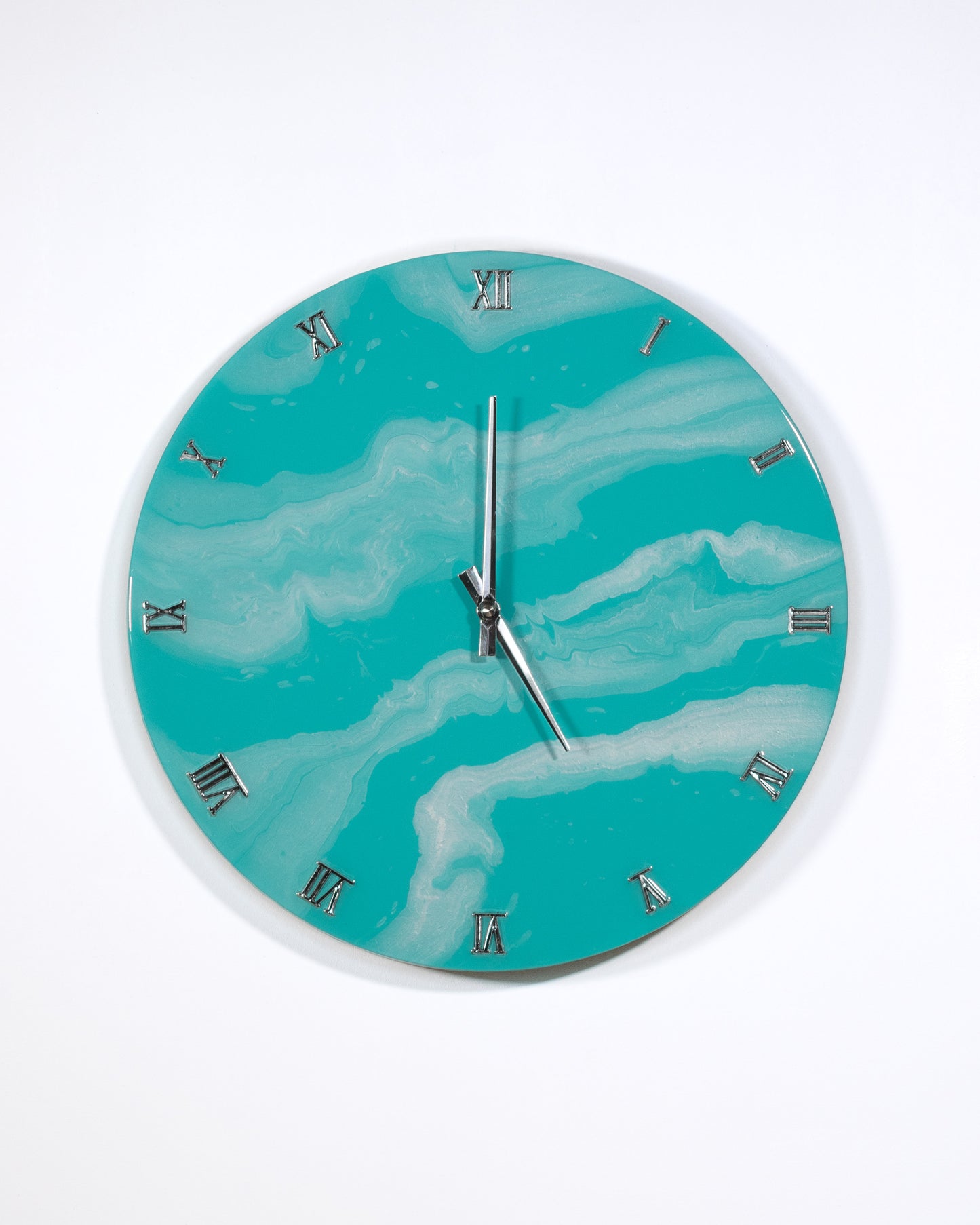 Orologio da Parete in Legno Resina effetto Marmo color Tiffany 40 cm di diametro