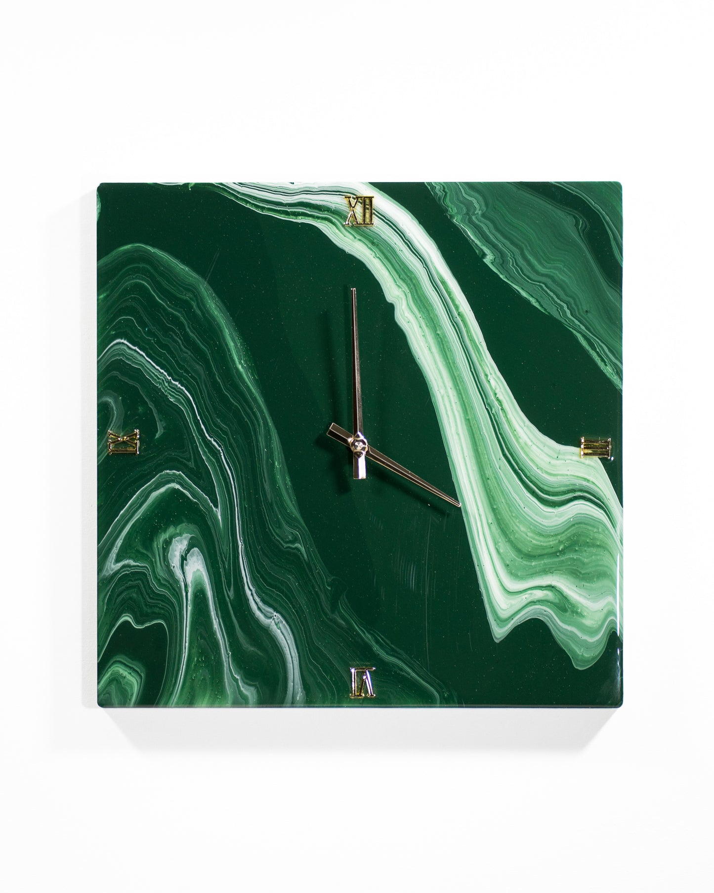 Orologio da Parete in Legno Resina effetto Marmo Verde Alpi 40 x 40 cm