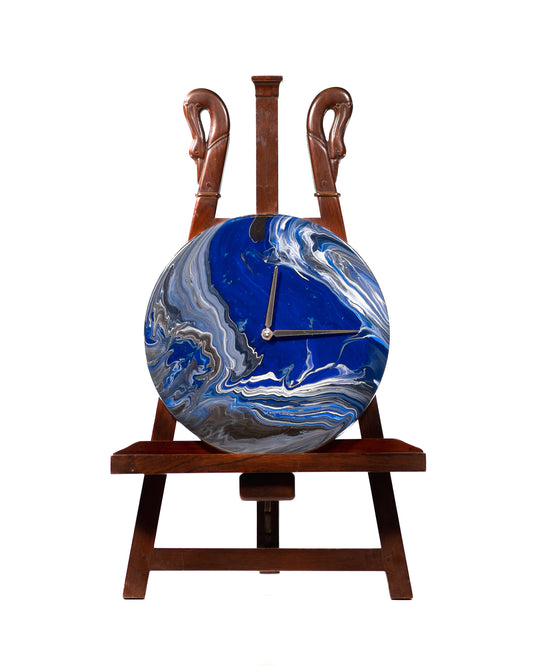 Orologio da Parete in Legno Resina Blu e grigio 30 cm di diametro