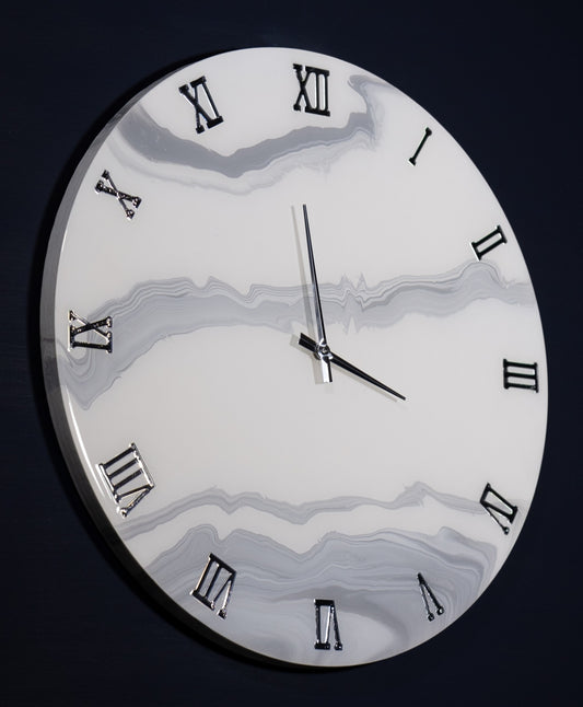 Orologio da Parete in Legno Resina effetto Marmo Carrara 50 cm di diametro