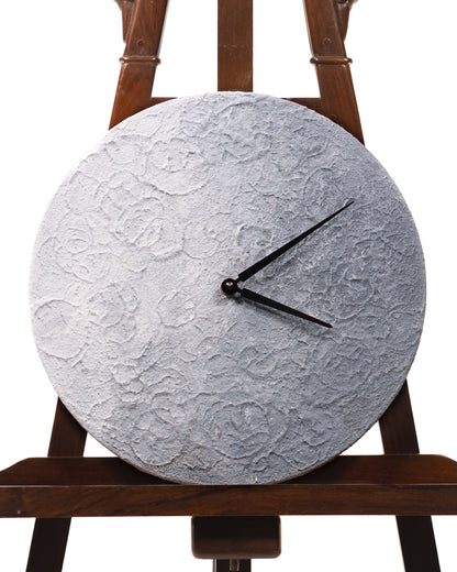 Orologio Da Parete in Legno Gesso effetto Luna 30 cm di diametro