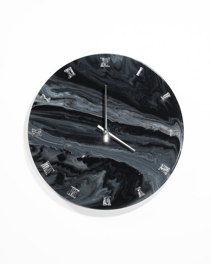 Orologio da Parete in Legno Resina effetto Marmo Nero 40 cm di diametro